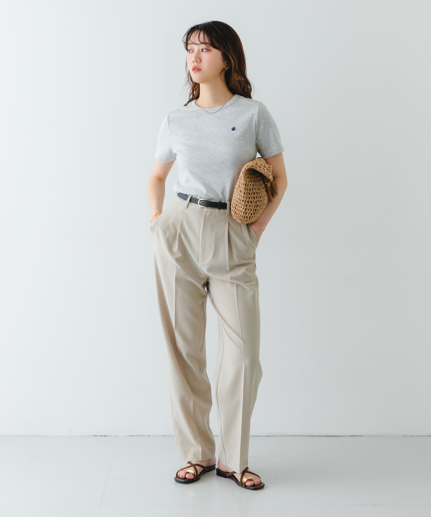 『MADE IN JAPAN』プチメタルクロスフラットサンダル DARK BROWN 36