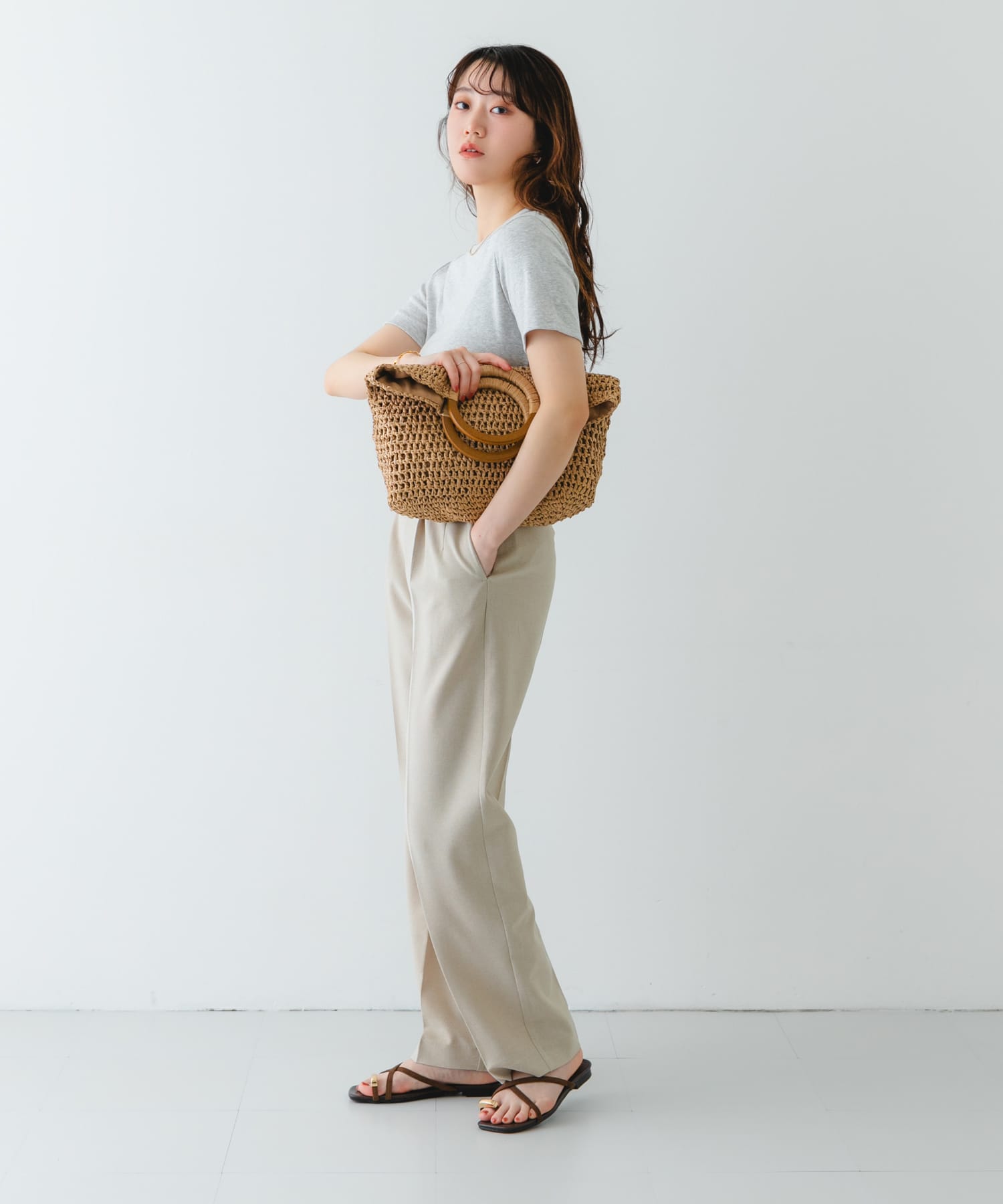 『MADE IN JAPAN』プチメタルクロスフラットサンダル DARK BROWN 36