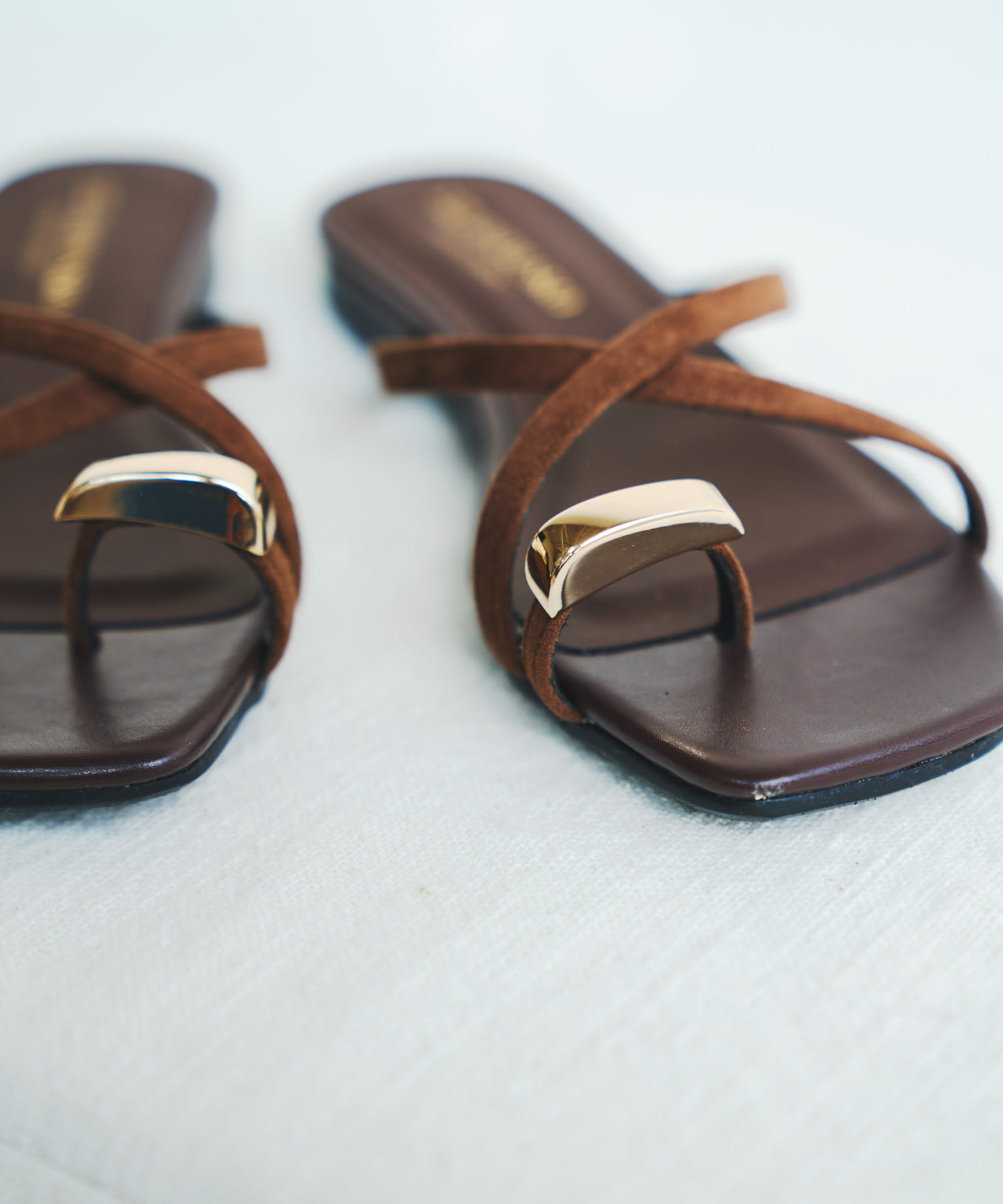 『MADE IN JAPAN』プチメタルクロスフラットサンダル DARK BROWN 37