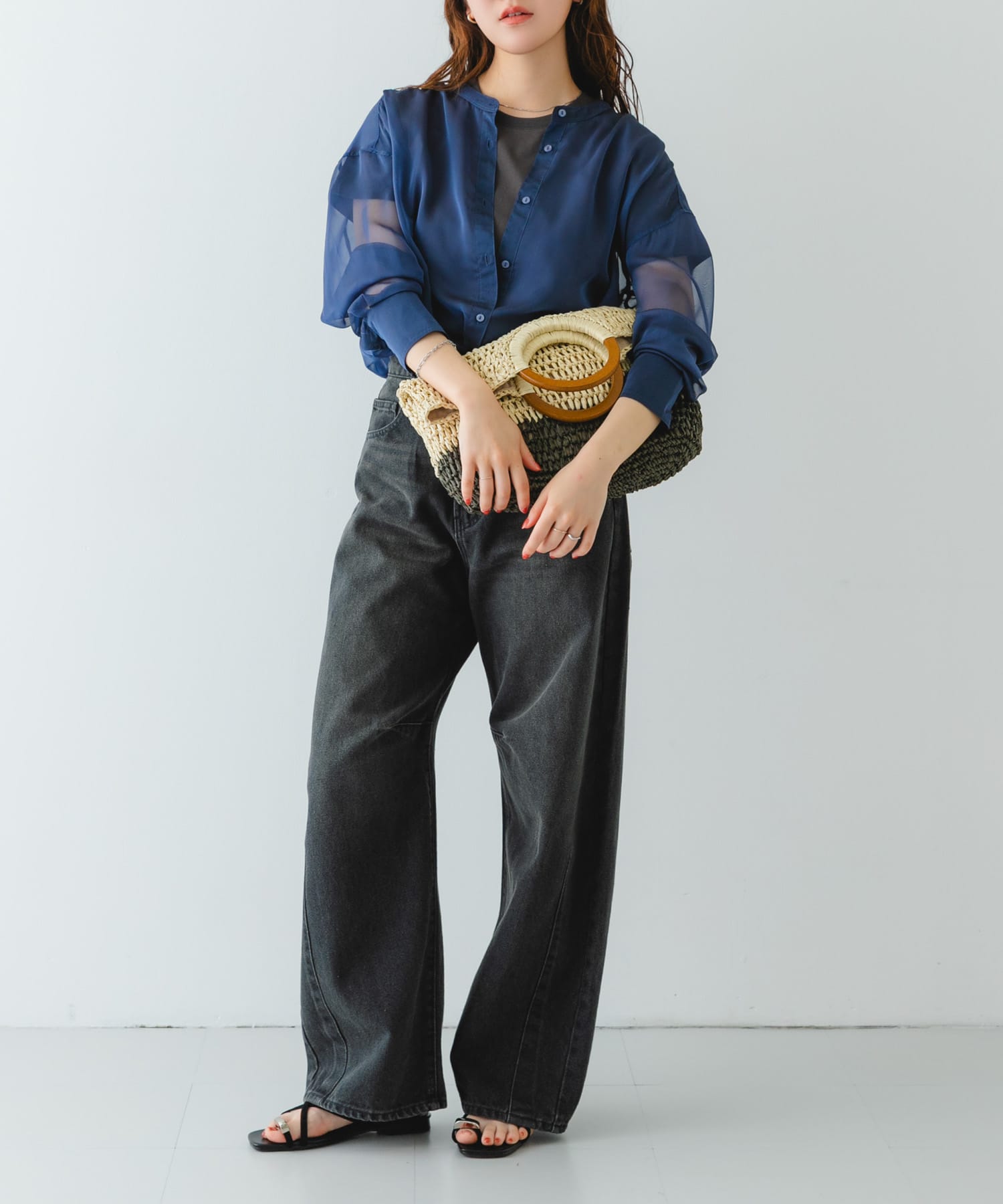 『MADE IN JAPAN』プチメタルクロスフラットサンダル BLACK 36