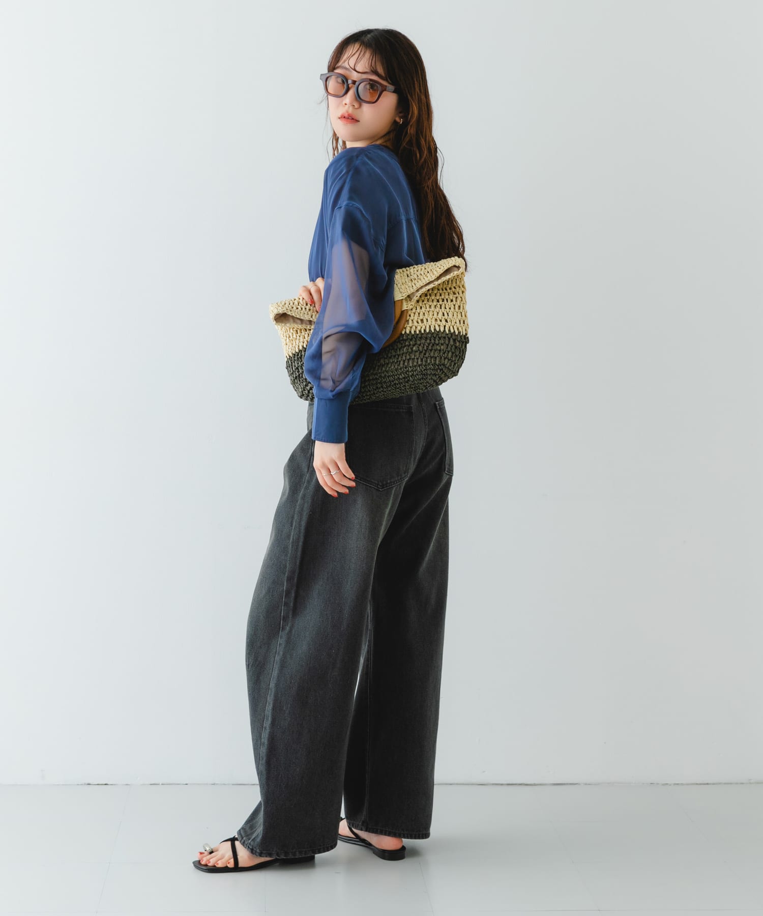 『MADE IN JAPAN』プチメタルクロスフラットサンダル BLACK 36