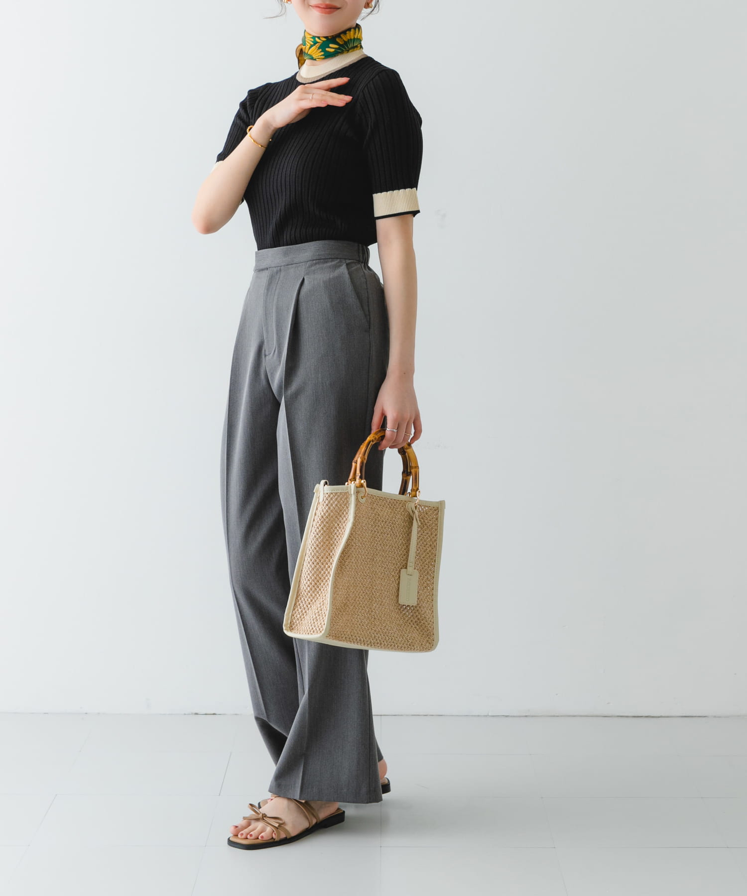 『MADE IN JAPAN』ダブルリボンフラットサンダル MOCHA 36