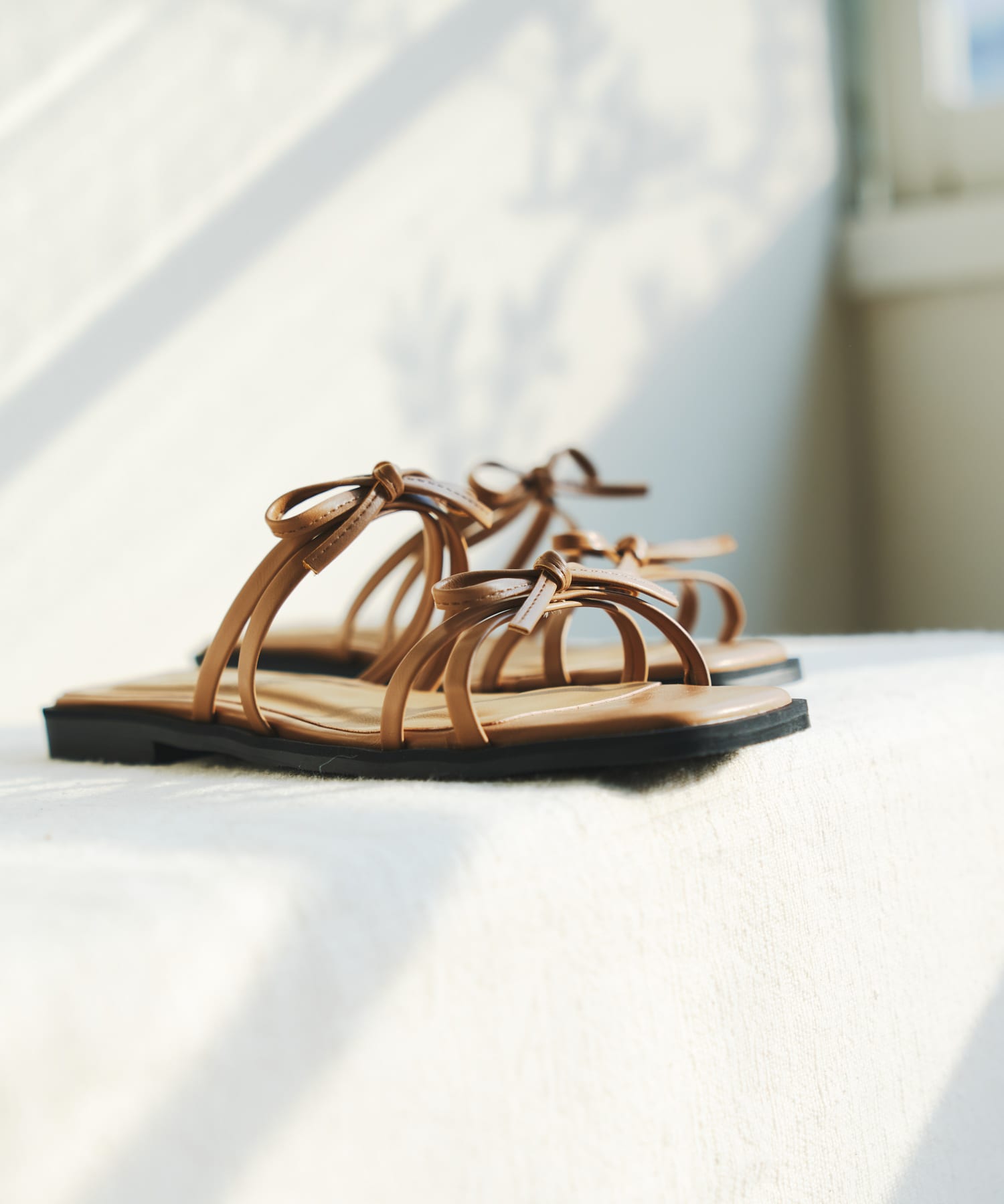 『MADE IN JAPAN』ダブルリボンフラットサンダル MOCHA 37