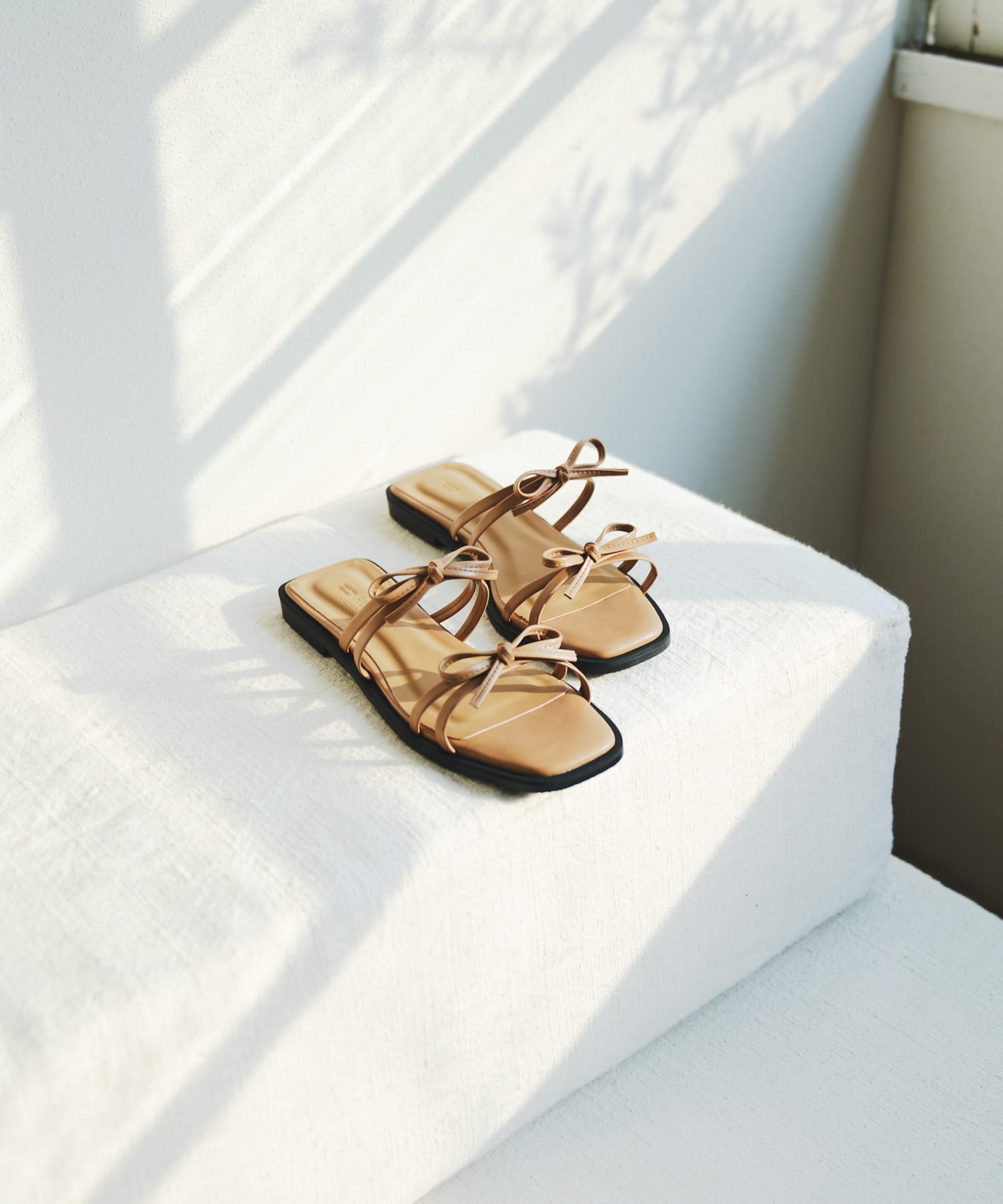 『MADE IN JAPAN』ダブルリボンフラットサンダル MOCHA 37