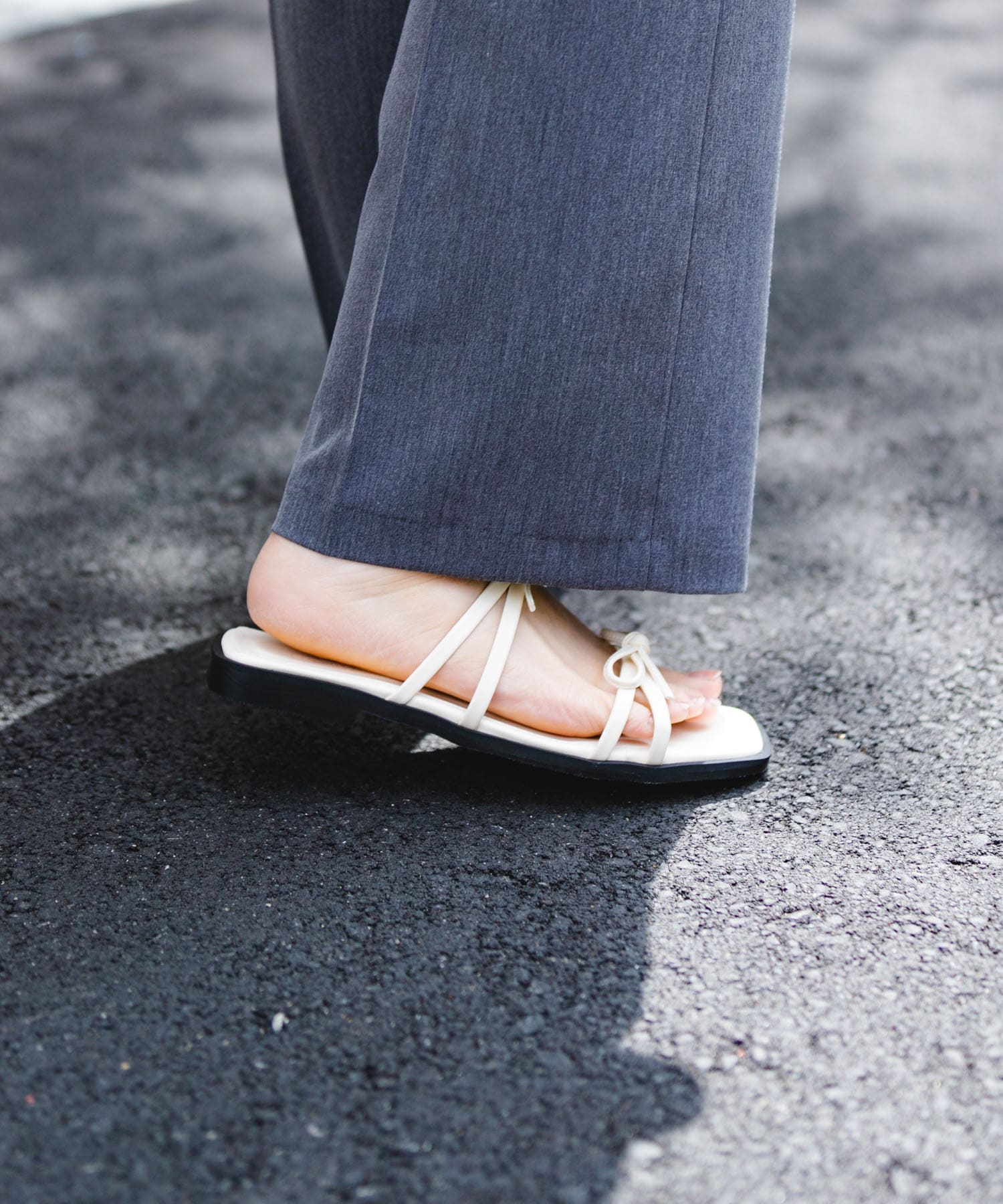 『MADE IN JAPAN』ダブルリボンフラットサンダル MILK 36