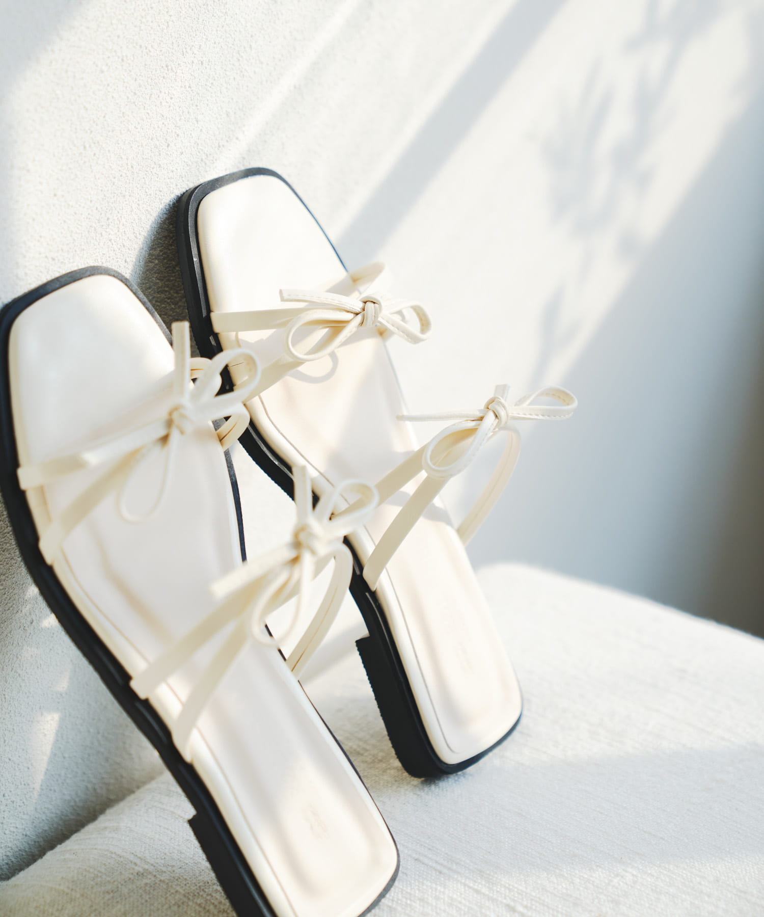 『MADE IN JAPAN』ダブルリボンフラットサンダル MILK 37