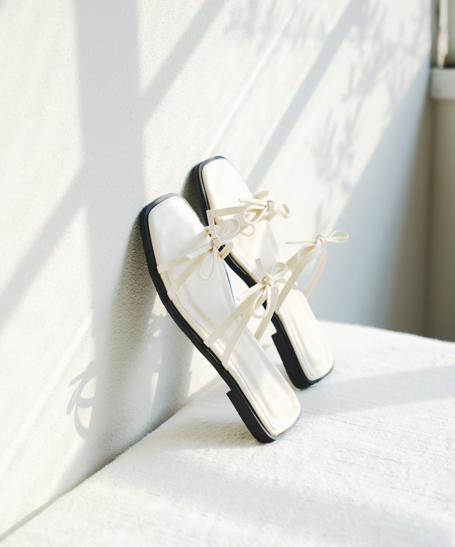 『MADE IN JAPAN』ダブルリボンフラットサンダル MILK 37