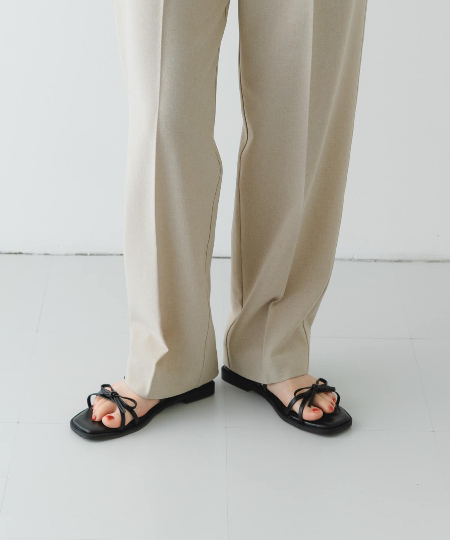 『MADE IN JAPAN』ダブルリボンフラットサンダル BLACK 36