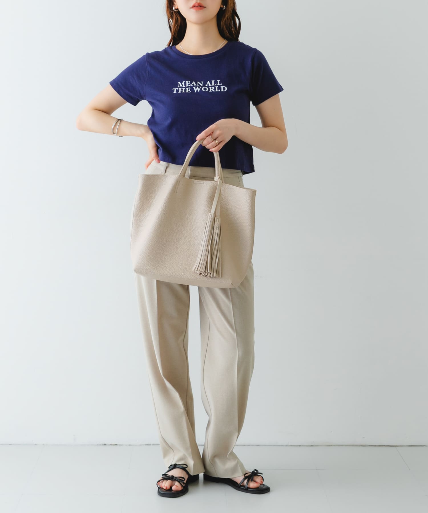 『MADE IN JAPAN』ダブルリボンフラットサンダル BLACK 36