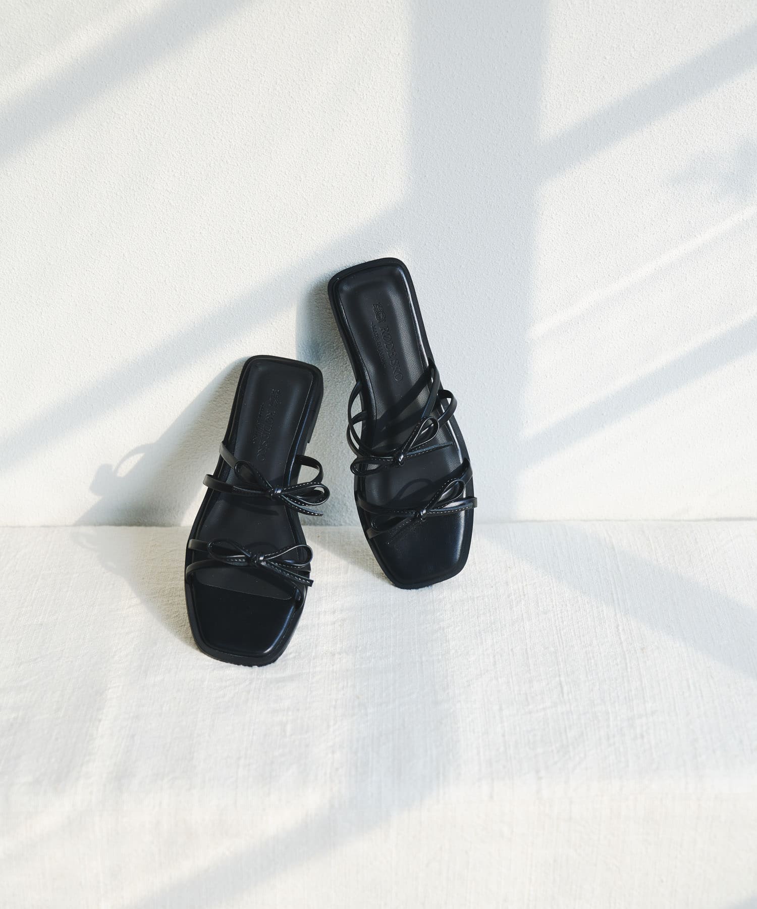 『MADE IN JAPAN』ダブルリボンフラットサンダル BLACK 37