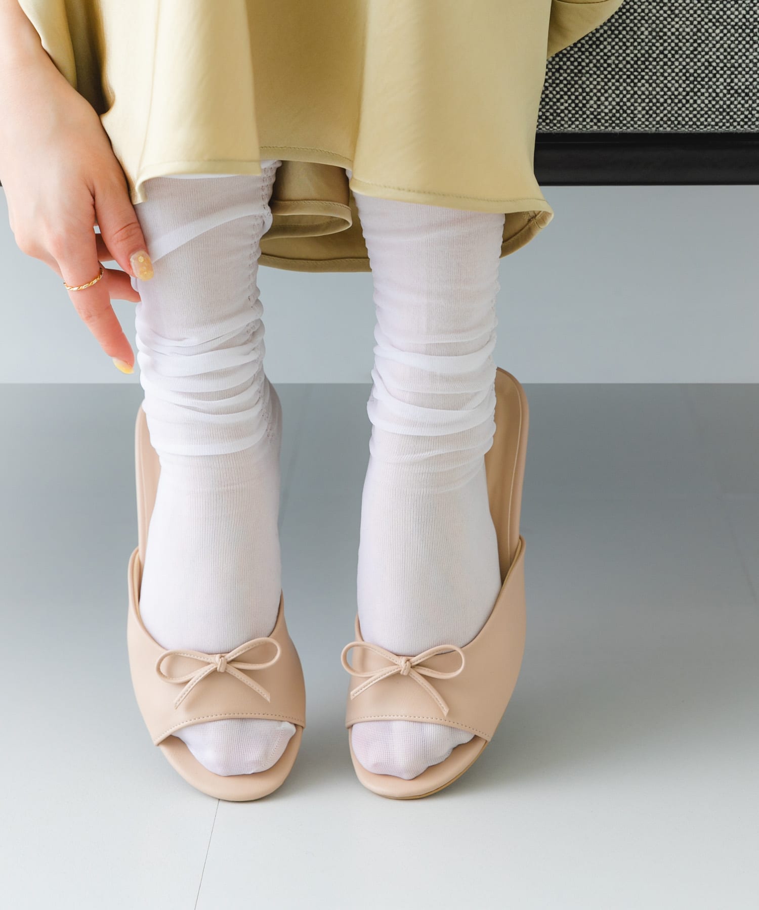 『MADE IN JAPAN』リボンミュール BEIGE 36