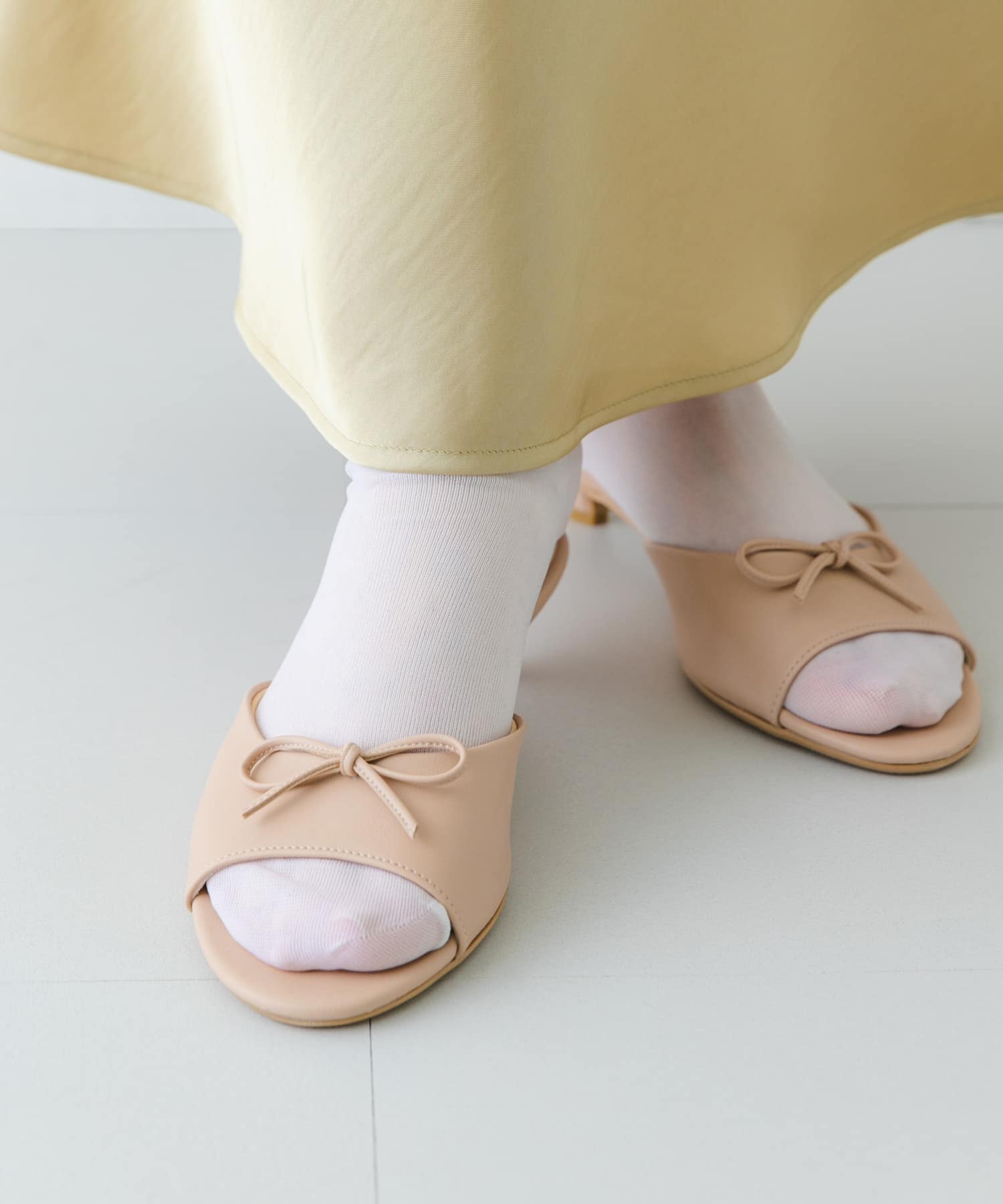 『MADE IN JAPAN』リボンミュール BEIGE 36