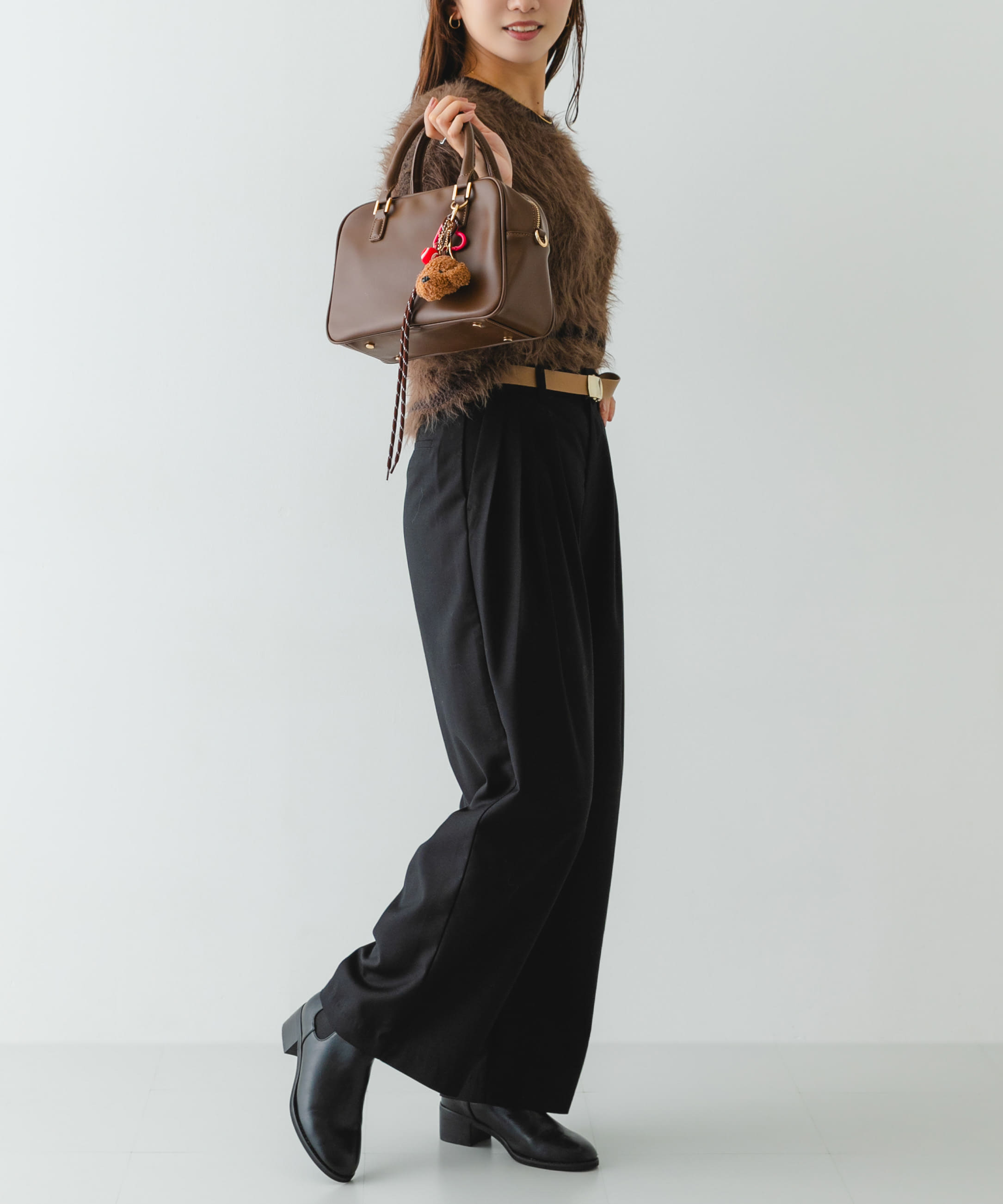 チャームセットボストンバッグ BROWN one