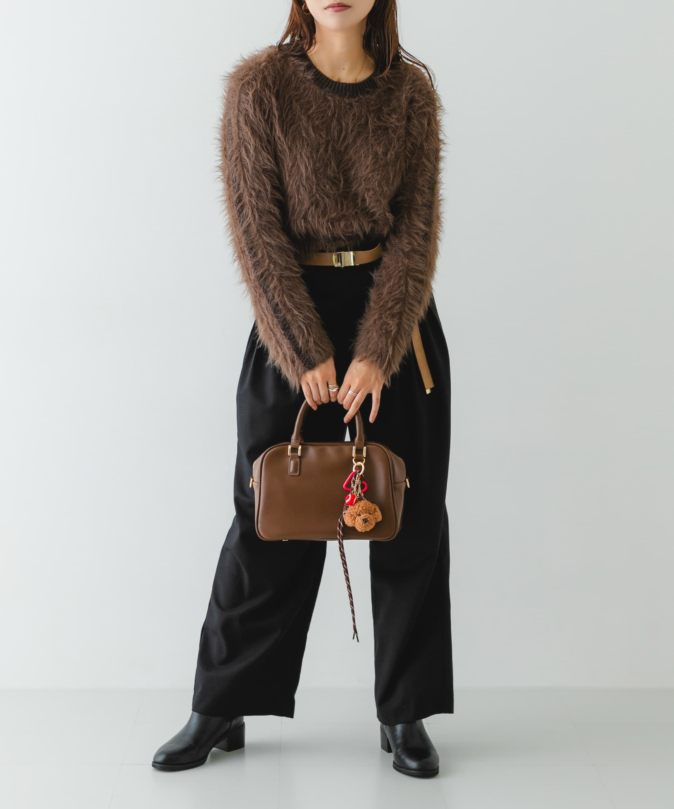 チャームセットボストンバッグ BROWN one