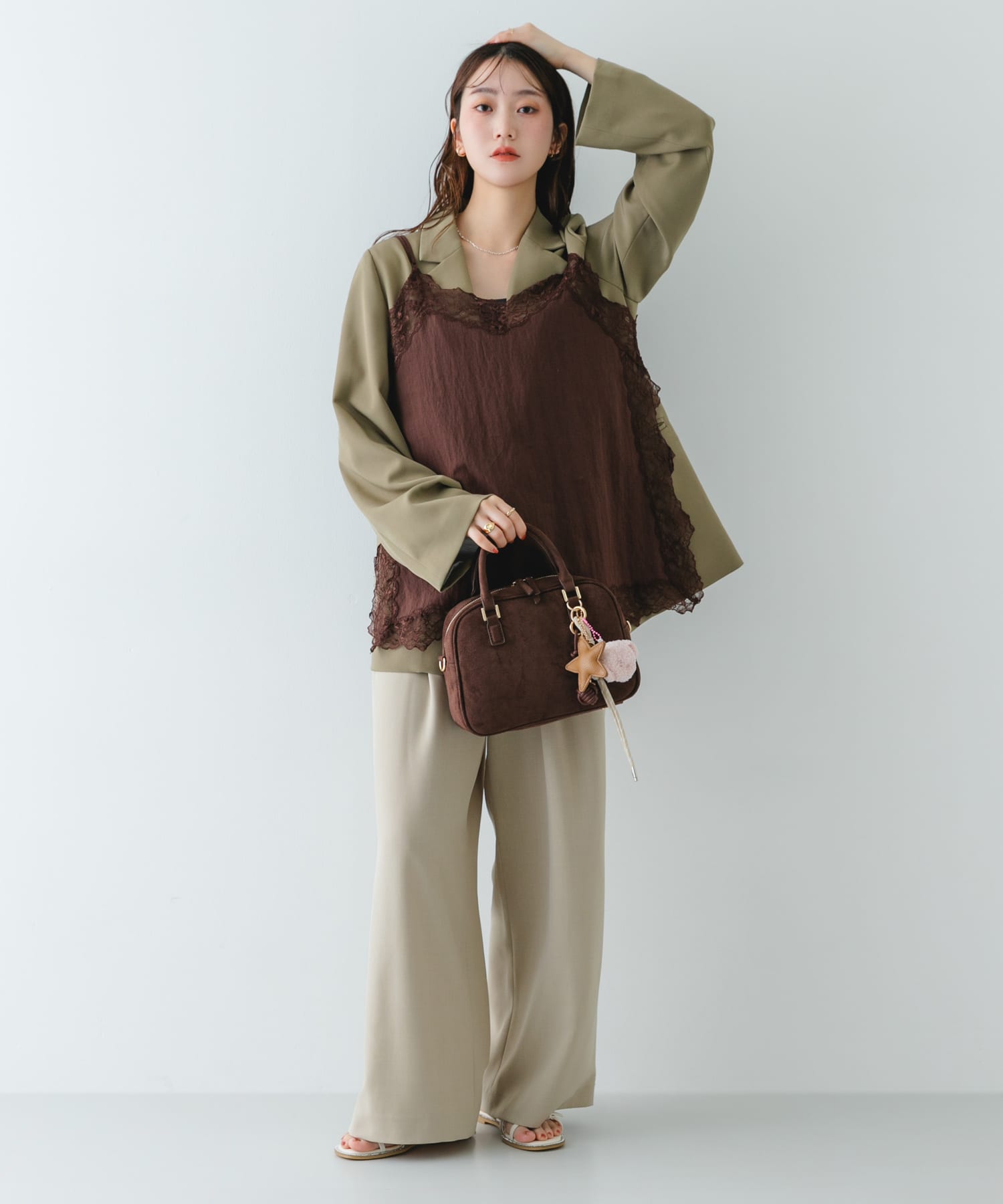 チャームセットボストンバッグ DARK BROWN one