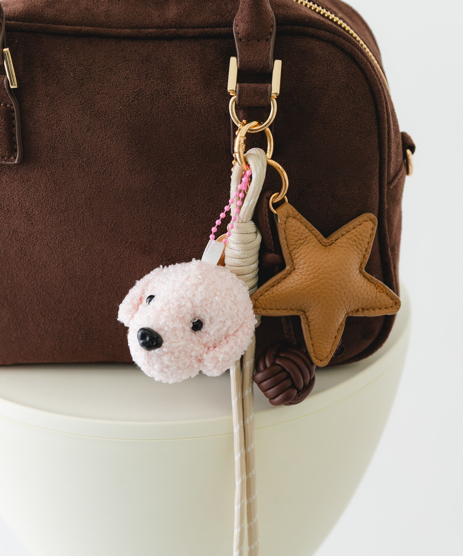 チャームセットボストンバッグ DARK BROWN one