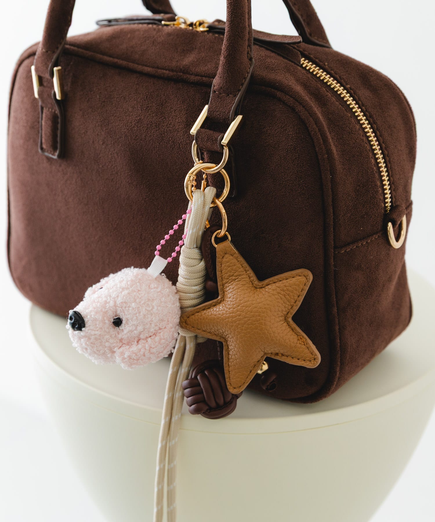 チャームセットボストンバッグ DARK BROWN one