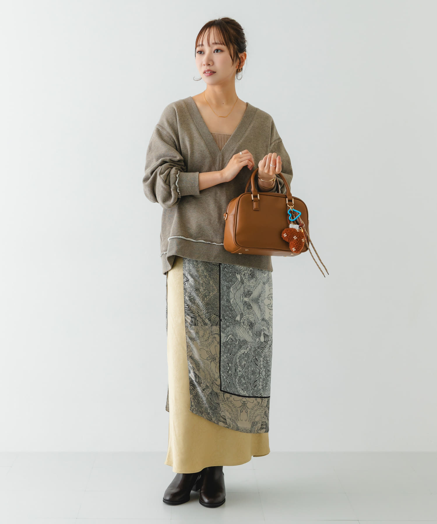 チャームセットボストンバッグ CAMEL one