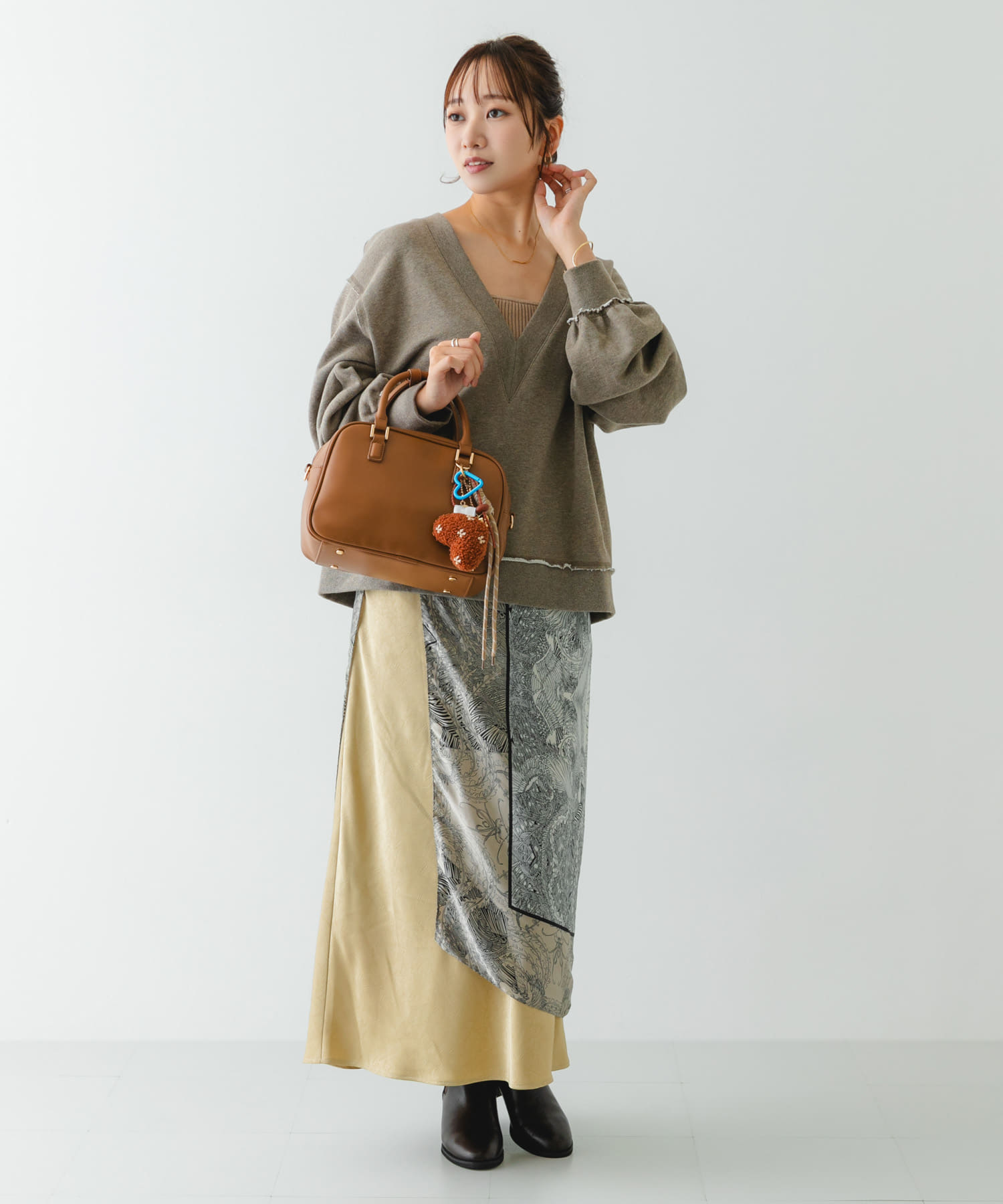 チャームセットボストンバッグ CAMEL one