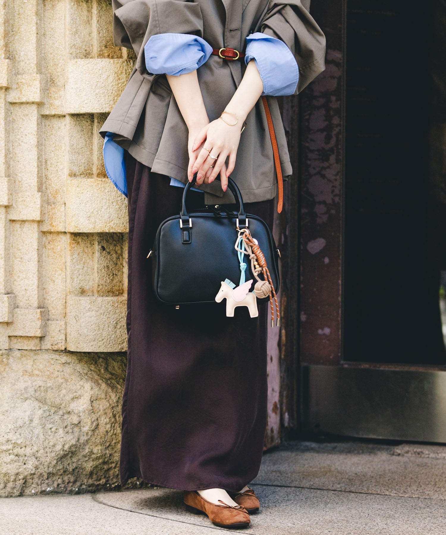 チャームセットボストンバッグ BLACK one