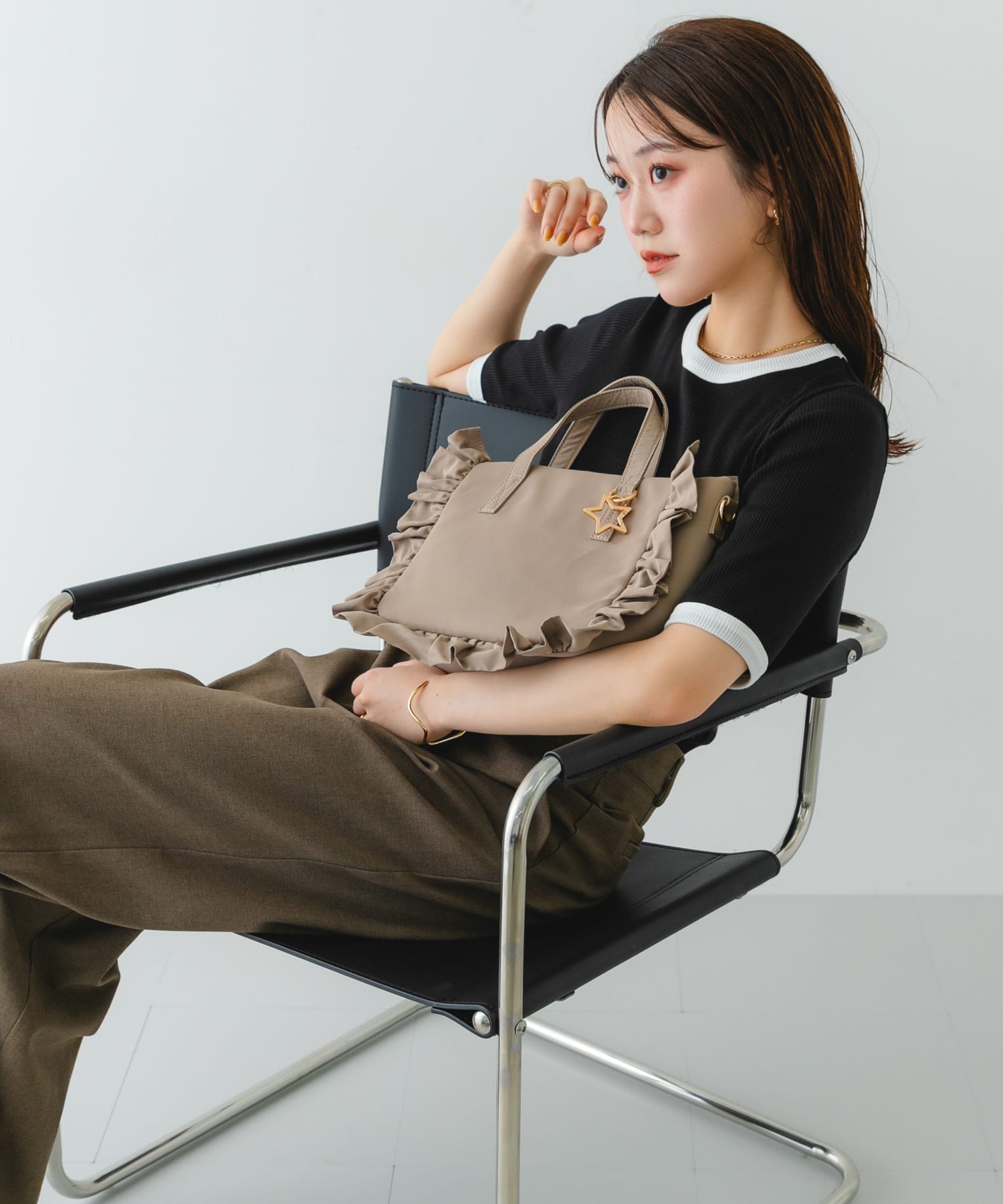 スターチャームフリルトートバッグ MOCHA one