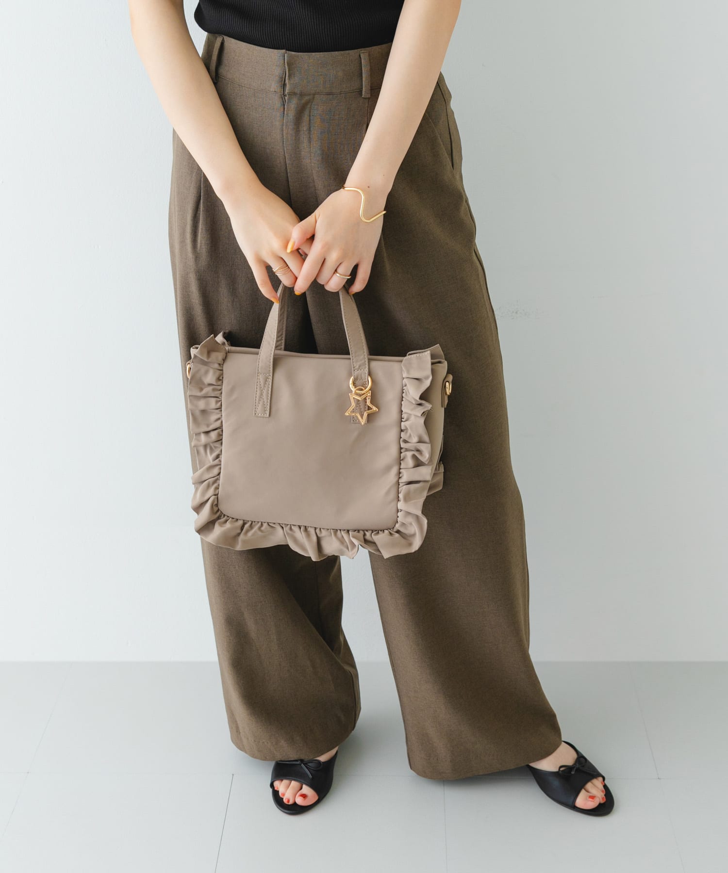 スターチャームフリルトートバッグ MOCHA one