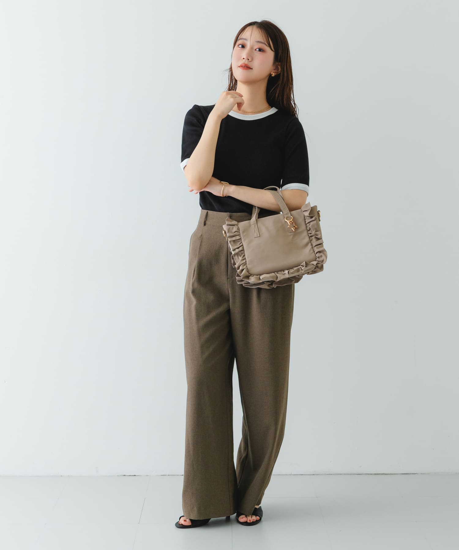 スターチャームフリルトートバッグ MOCHA one