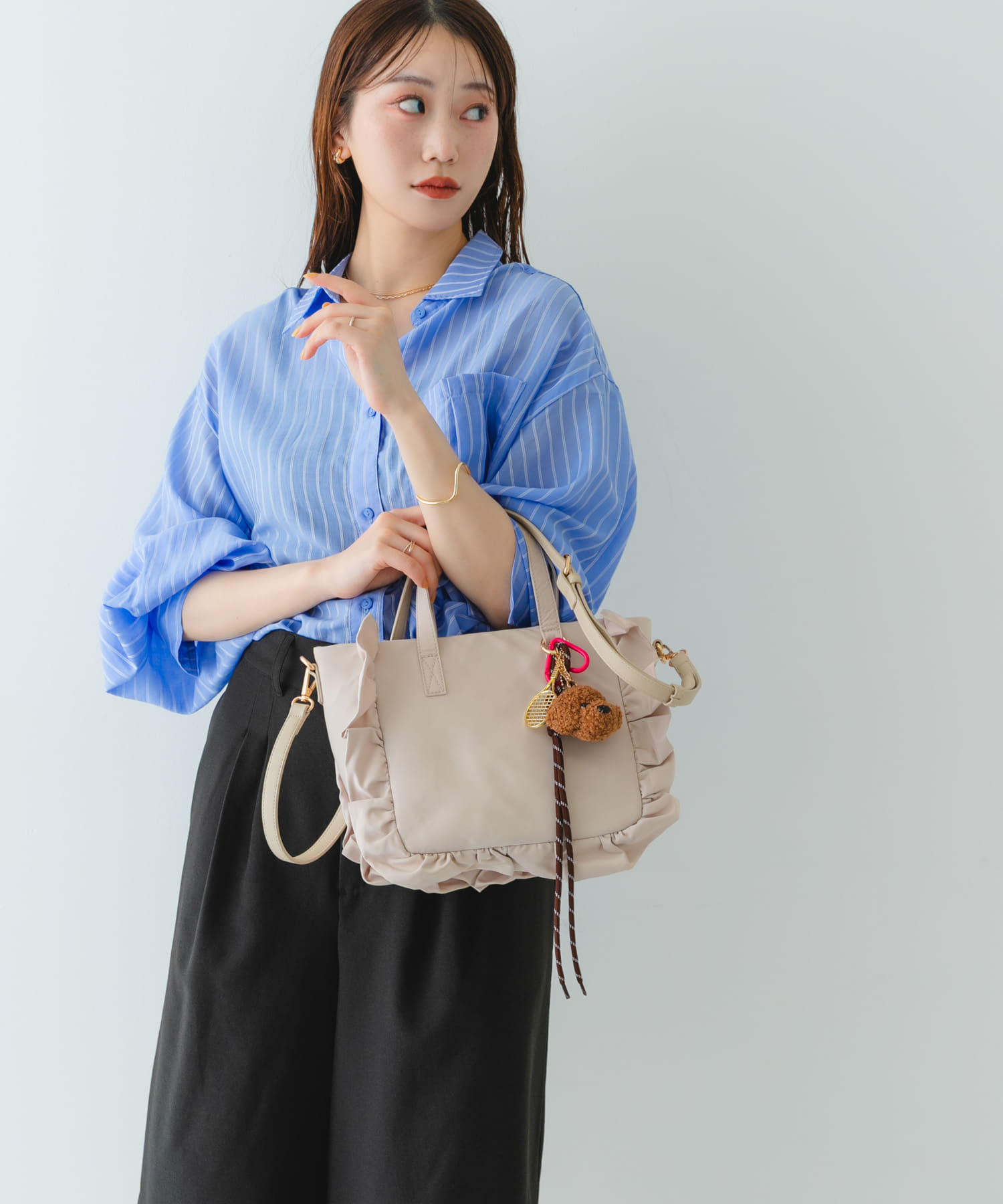 スターチャームフリルトートバッグ IVORY one