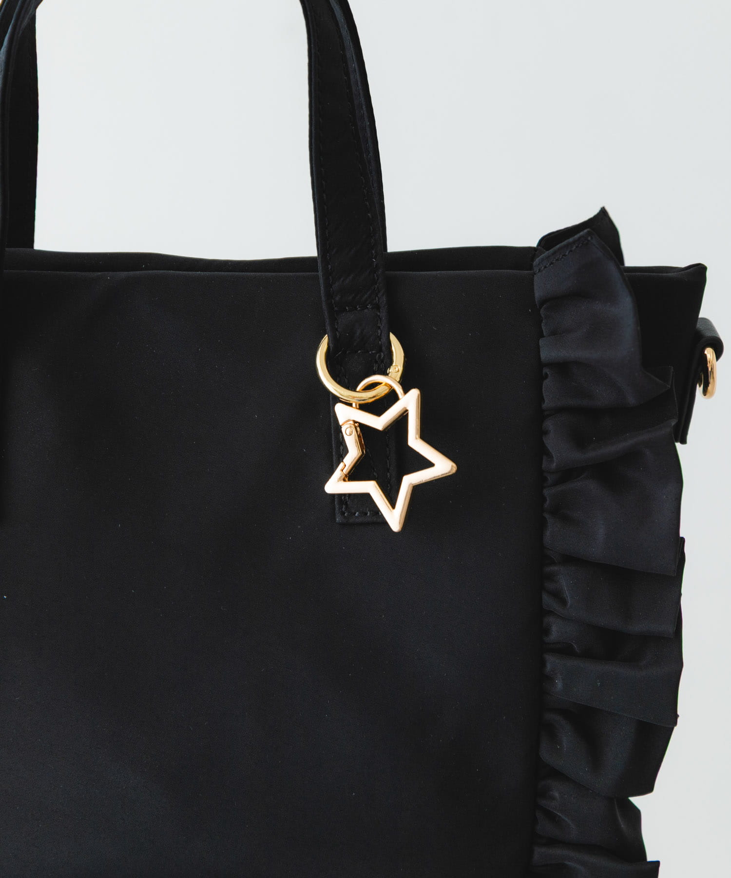 スターチャームフリルトートバッグ BLACK one