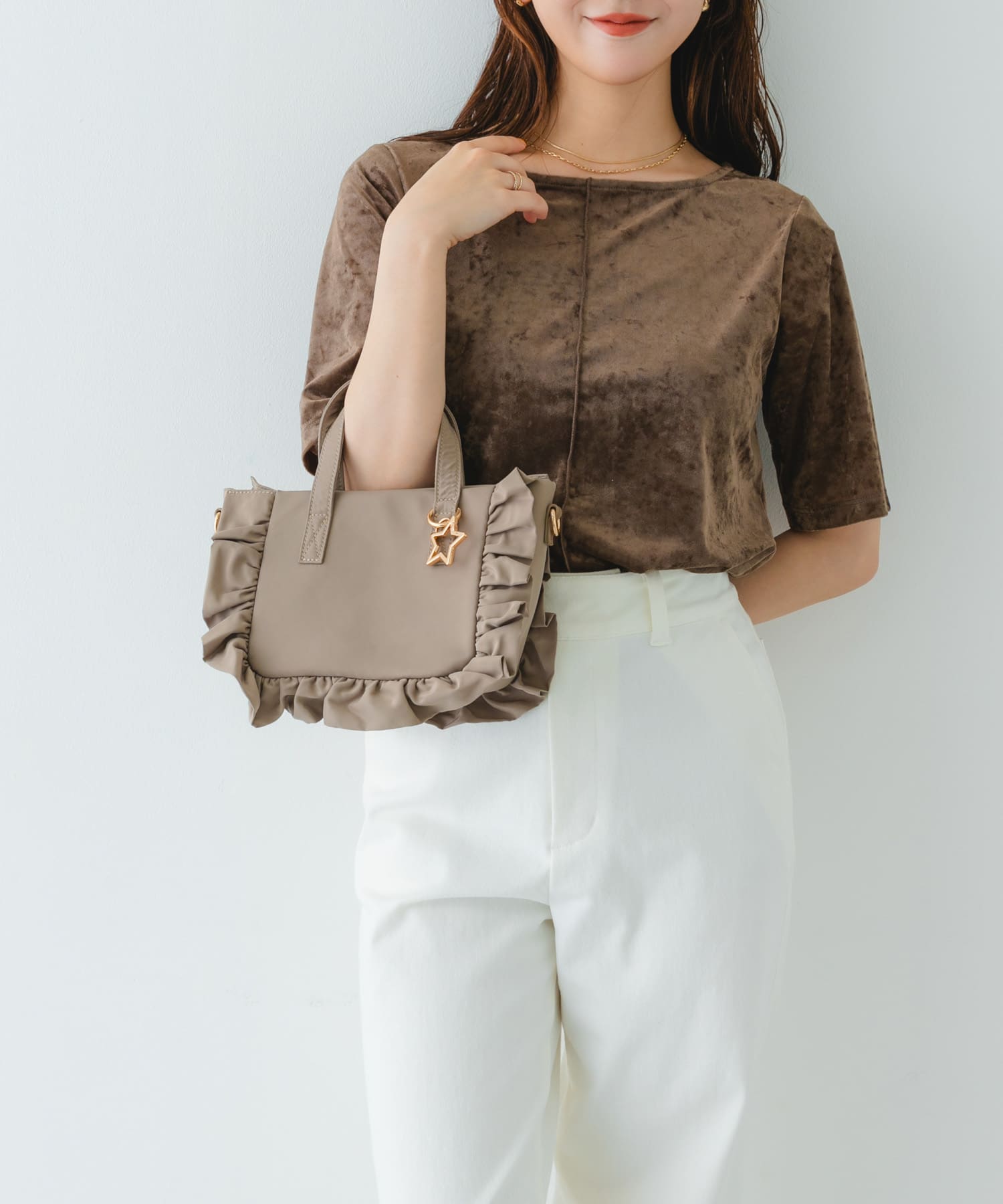 スターチャームフリルミニトートバッグ MOCHA one