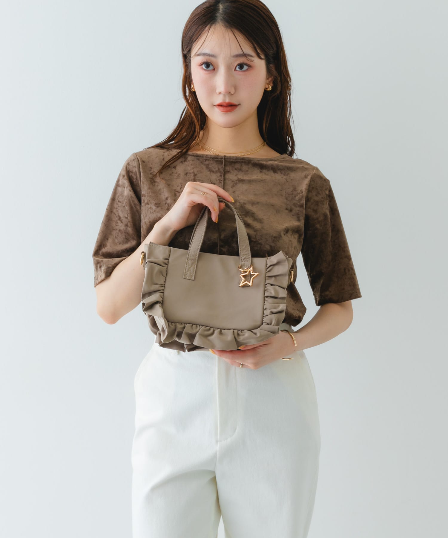 スターチャームフリルミニトートバッグ MOCHA one