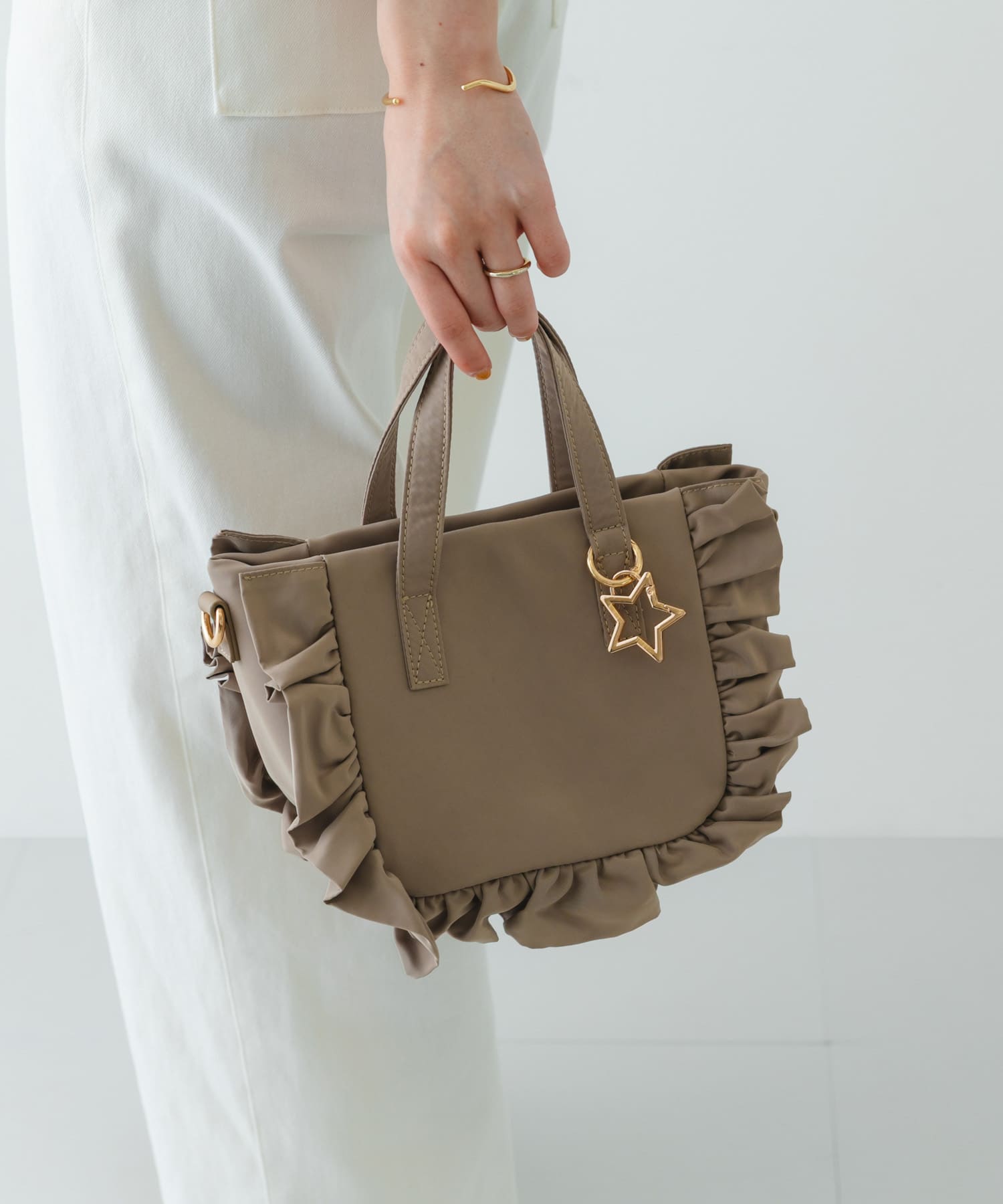 スターチャームフリルミニトートバッグ MOCHA one