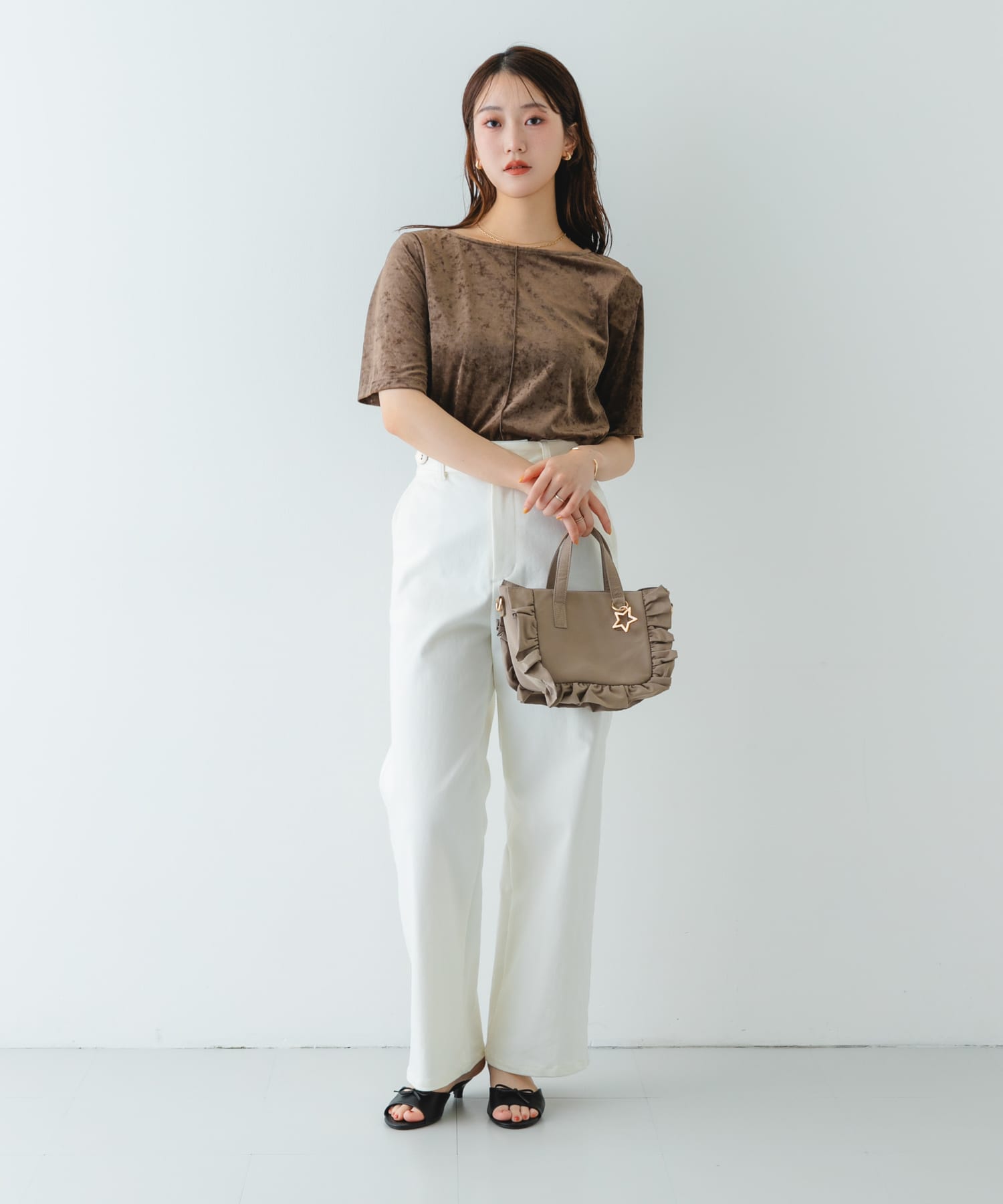 スターチャームフリルミニトートバッグ MOCHA one