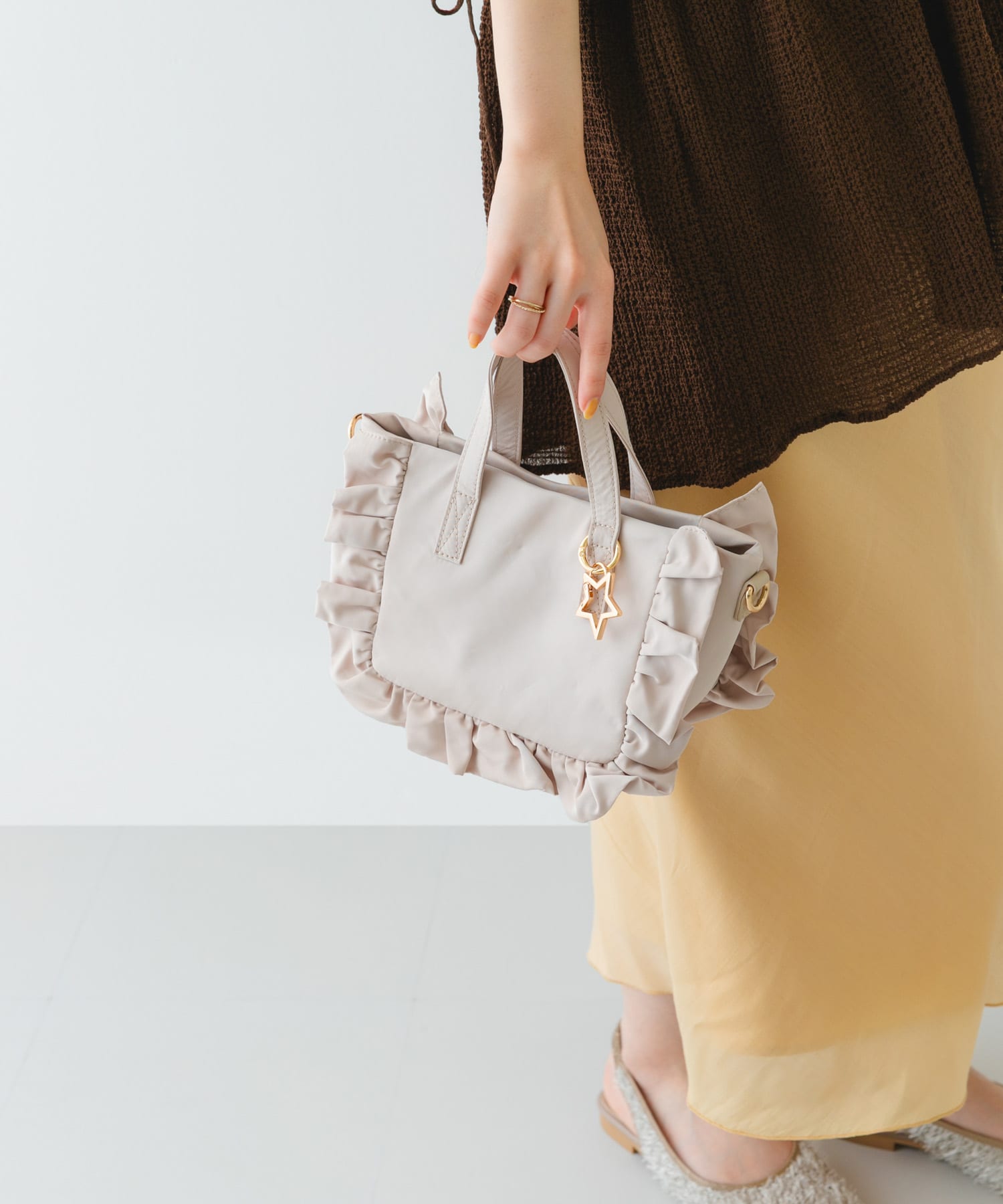 スターチャームフリルミニトートバッグ IVORY one