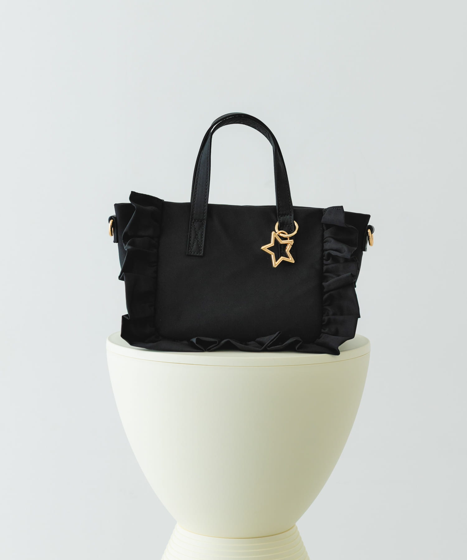 スターチャームフリルミニトートバッグ BLACK one