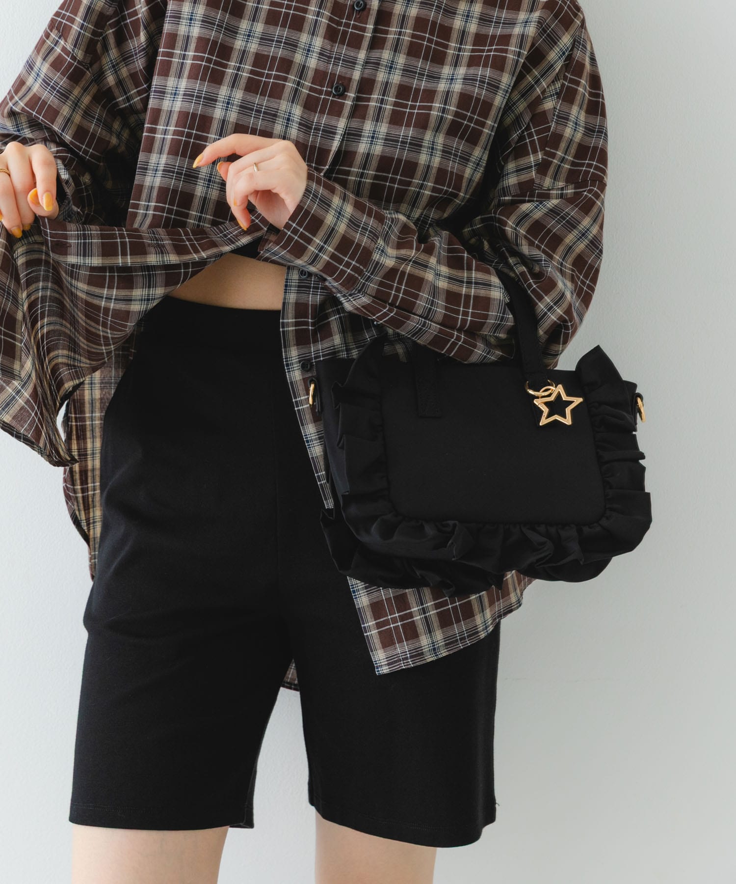 スターチャームフリルミニトートバッグ BLACK one