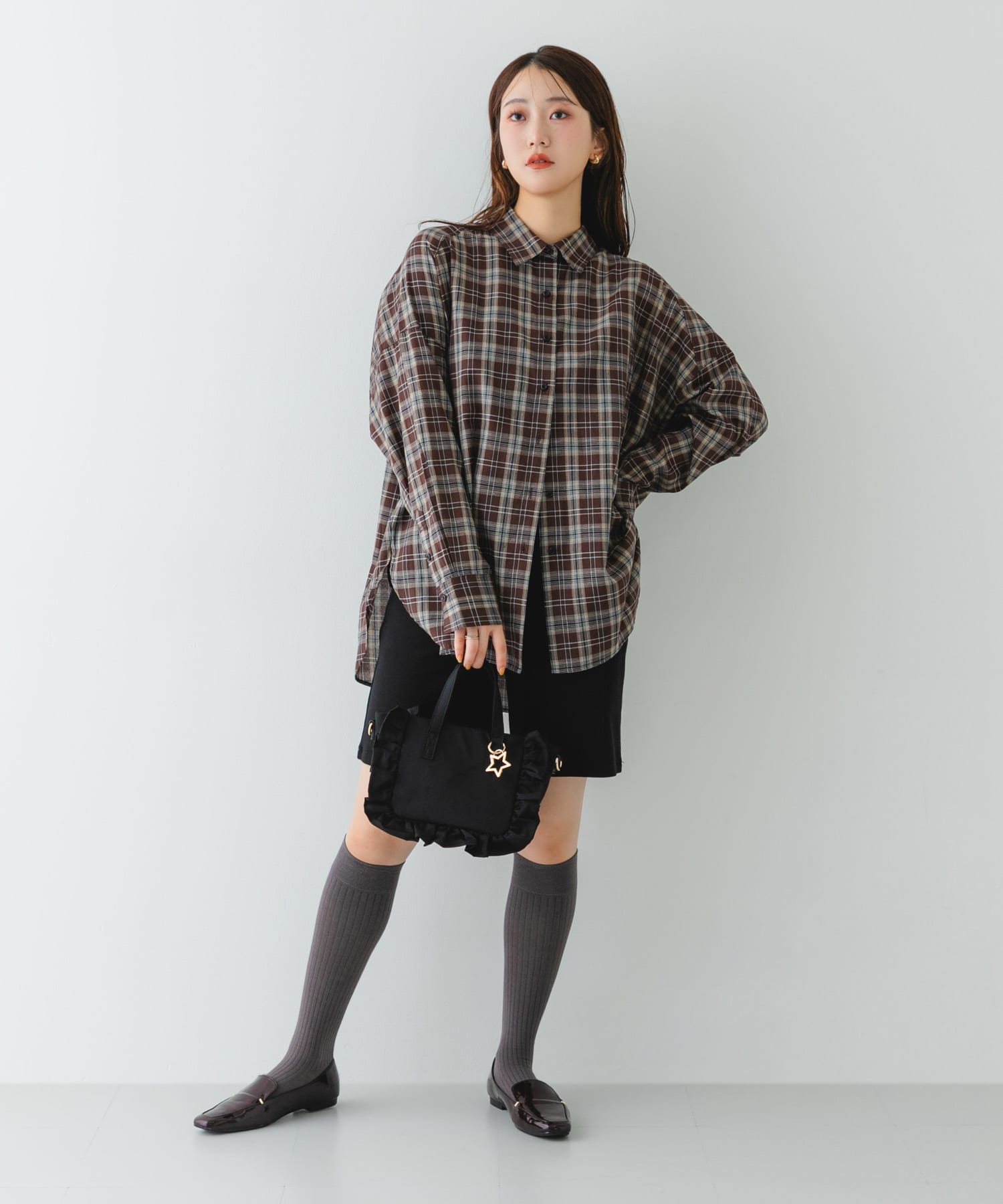 スターチャームフリルミニトートバッグ BLACK one