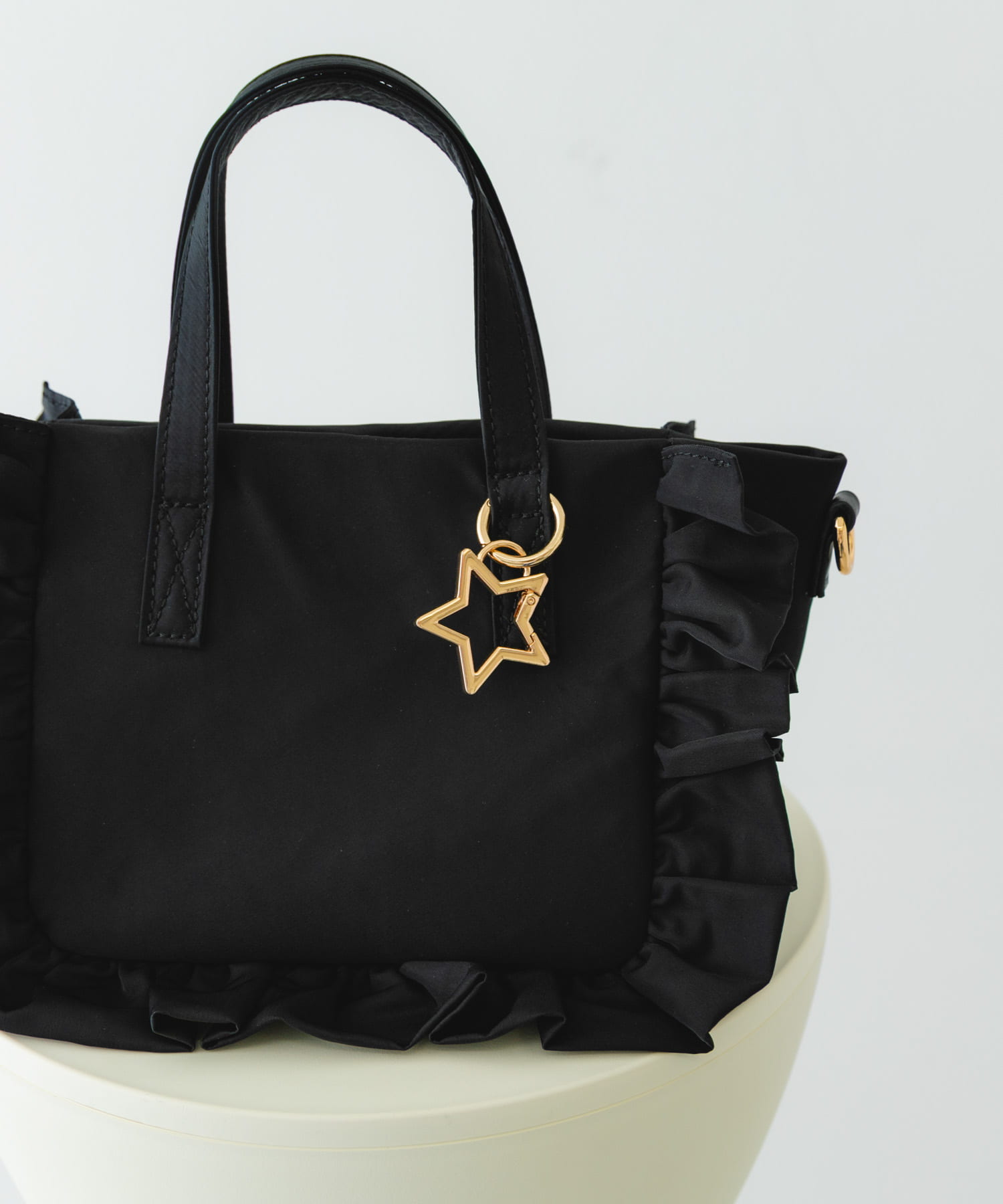 スターチャームフリルミニトートバッグ BLACK one