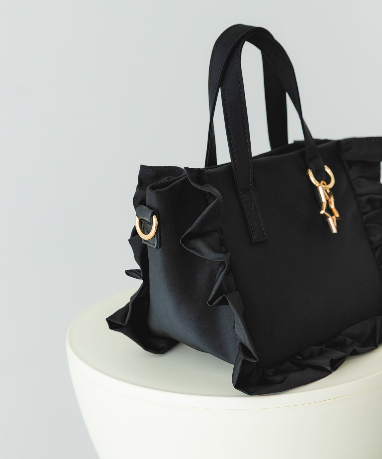 スターチャームフリルミニトートバッグ BLACK one