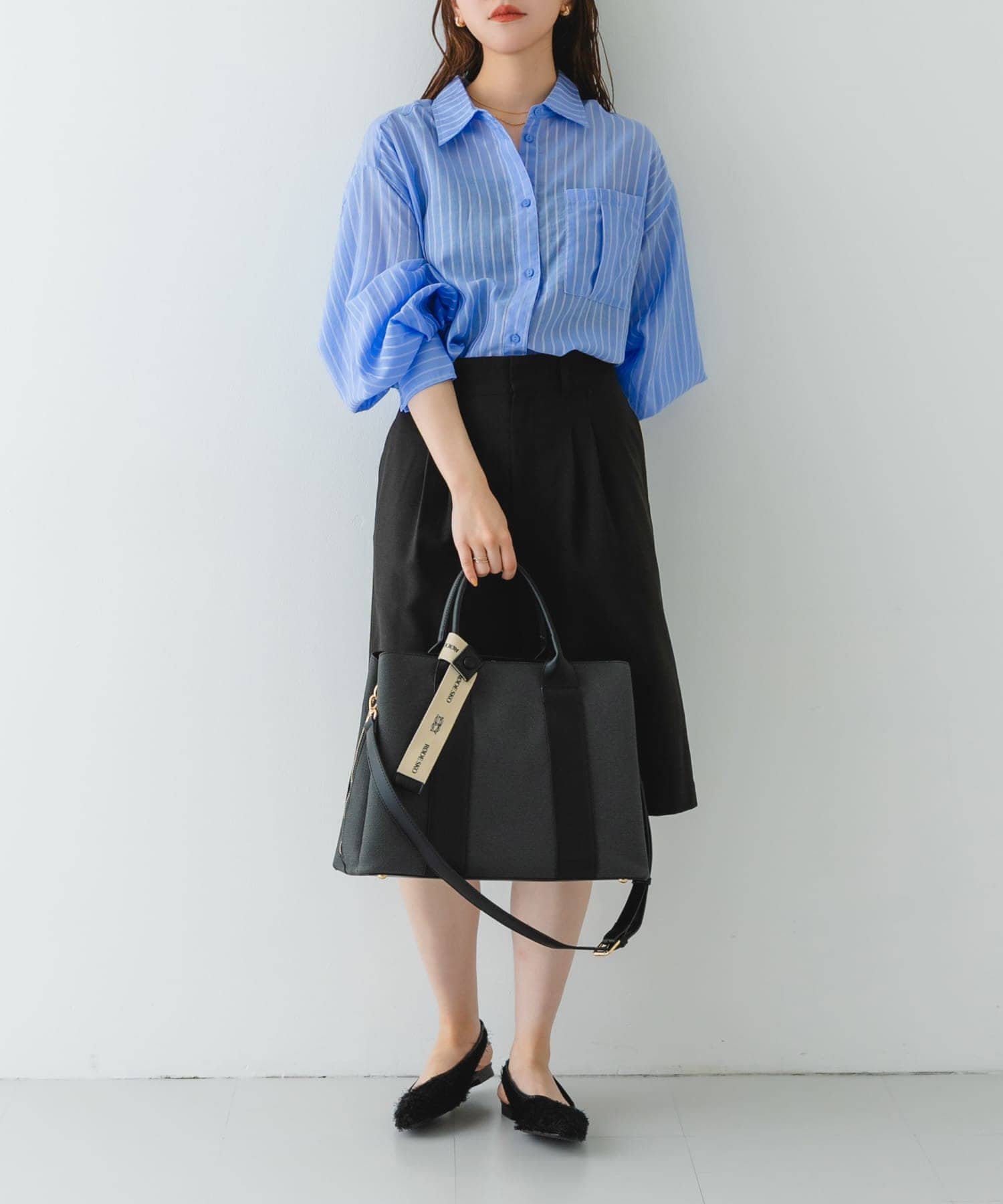 ロゴリボン付A4トートバッグ BLKxBLK one