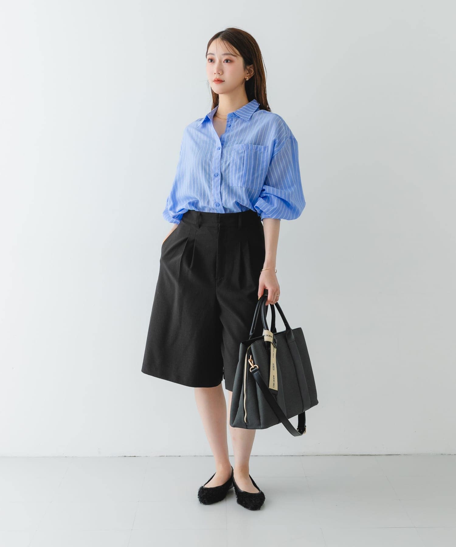 ロゴリボン付A4トートバッグ BLKxBLK one