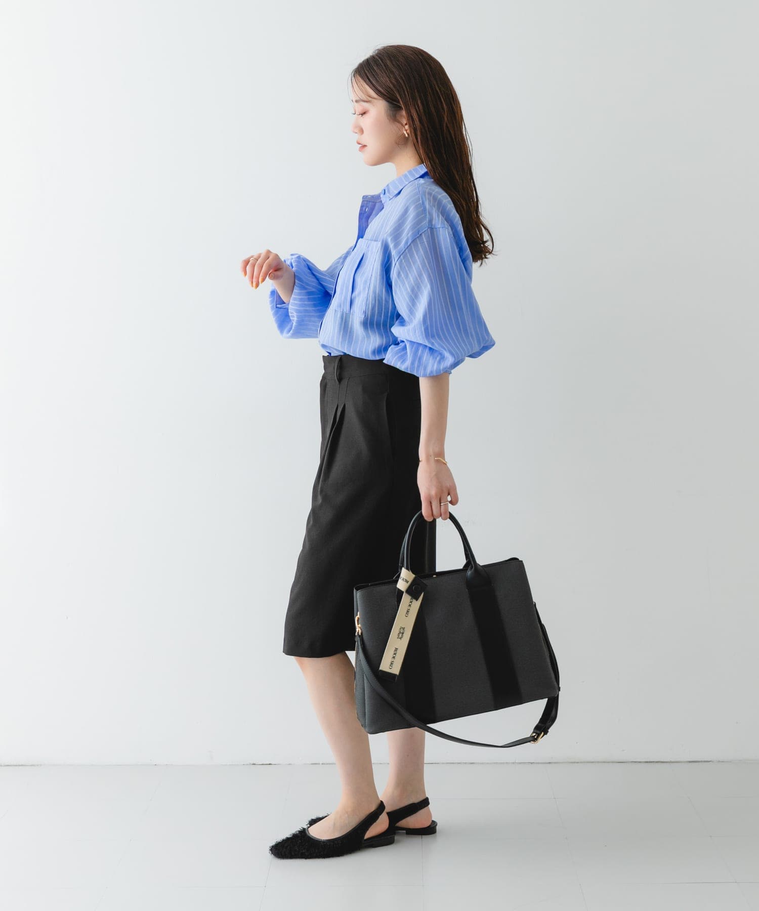 ロゴリボン付A4トートバッグ BLKxBLK one