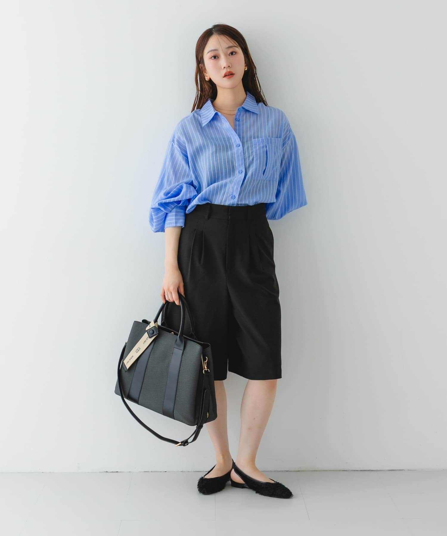 ロゴリボン付A4トートバッグ BLKxBLK one