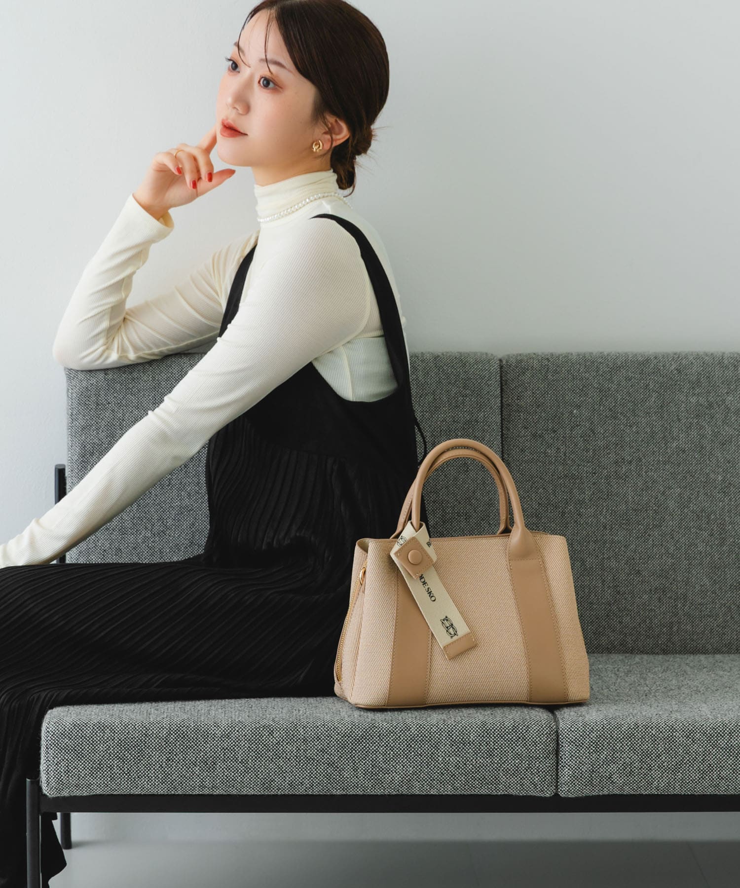 ロゴリボン付2WAYハンドバッグ BEGxBEG one