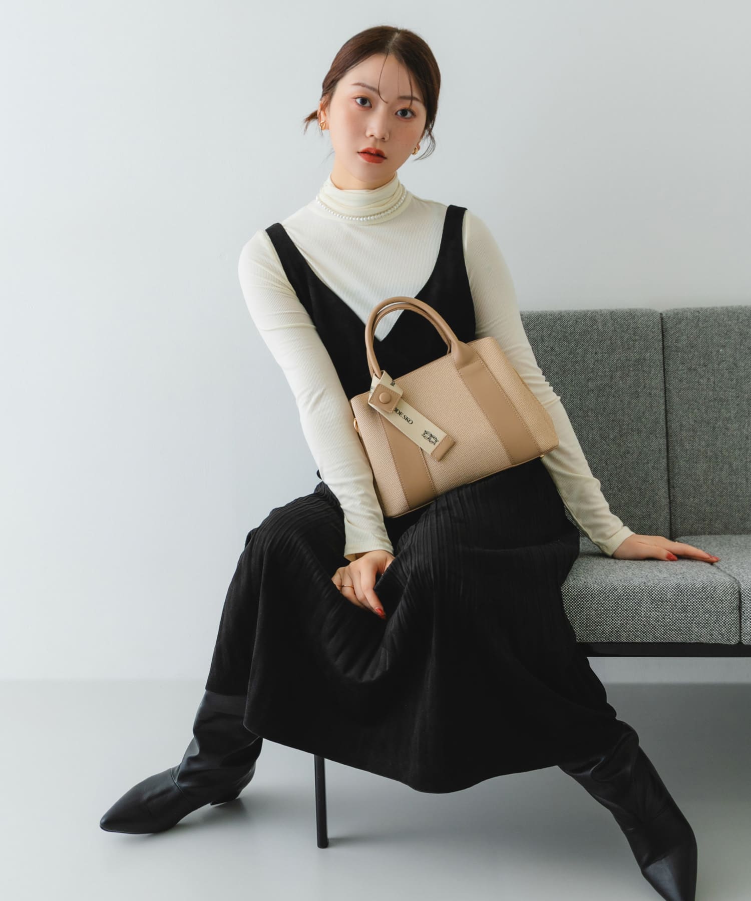 ロゴリボン付2WAYハンドバッグ BEGxBEG one