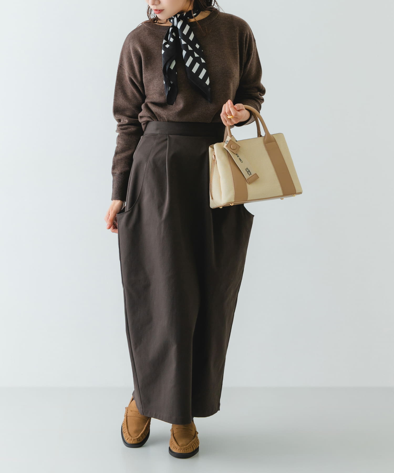 『Mサイズ』ロゴリボン付2WAYハンドバッグ IVORYxBEG one