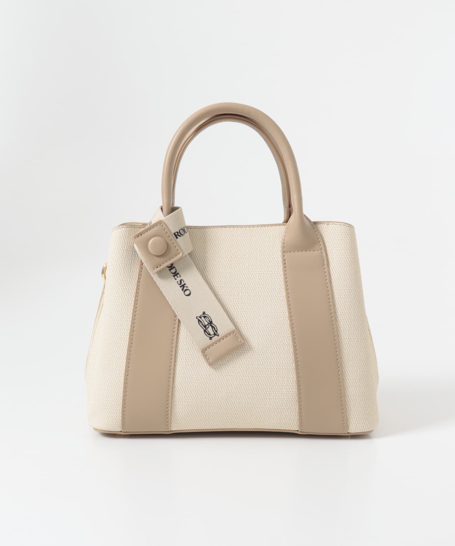 『Mサイズ』ロゴリボン付2WAYハンドバッグ IVORYxBEG one