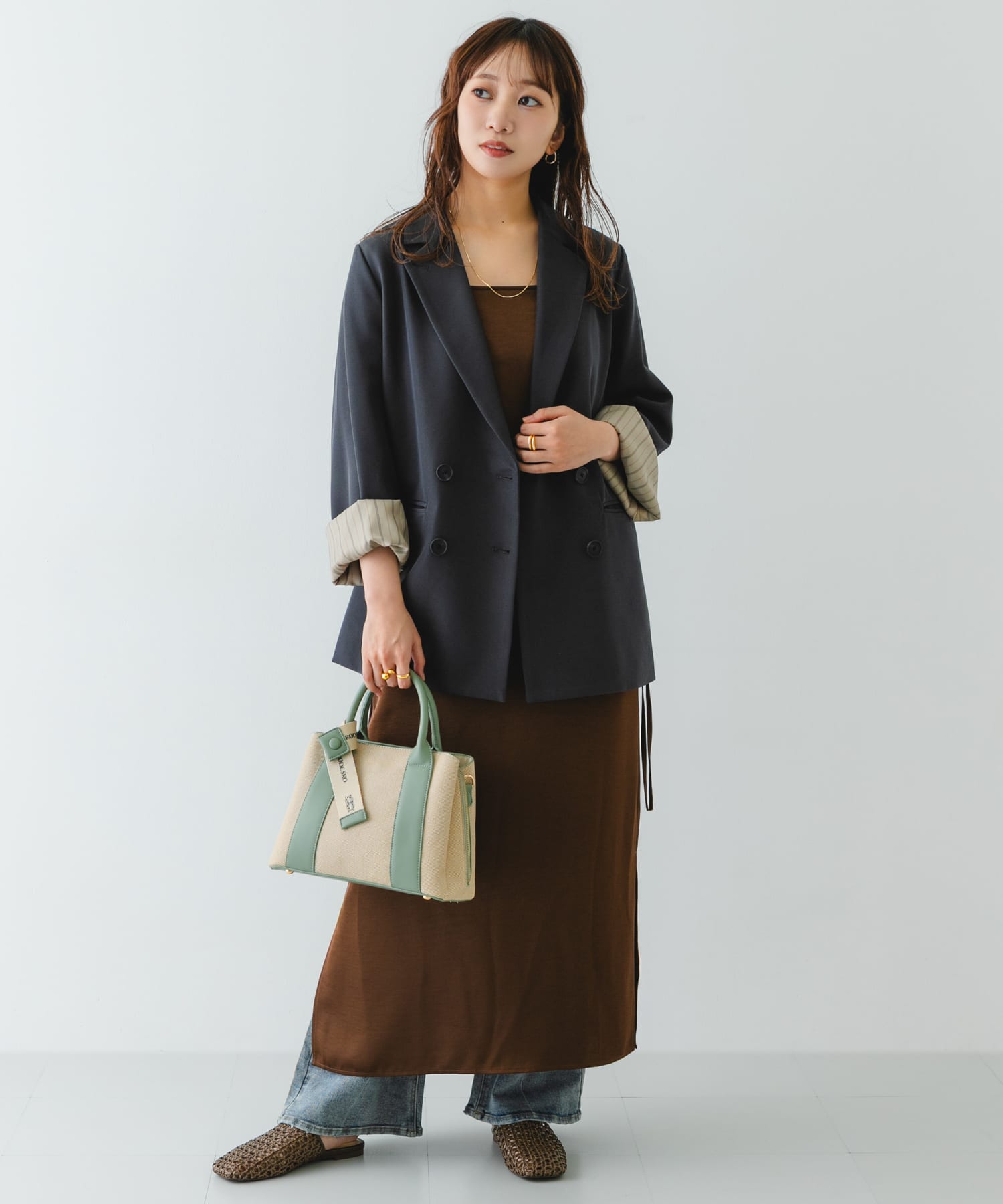 『Mサイズ』ロゴリボン付2WAYハンドバッグ OFFxMINT one