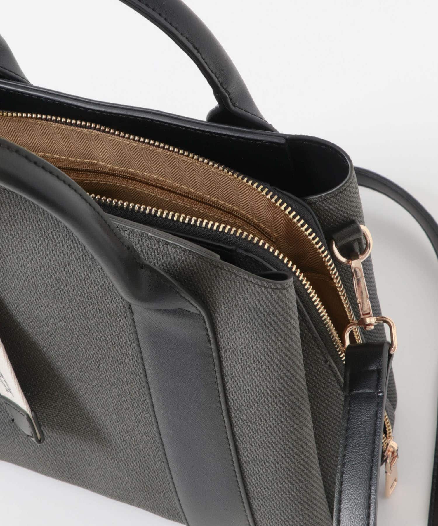 ロゴリボン付2WAYハンドバッグ BLKxBLK one