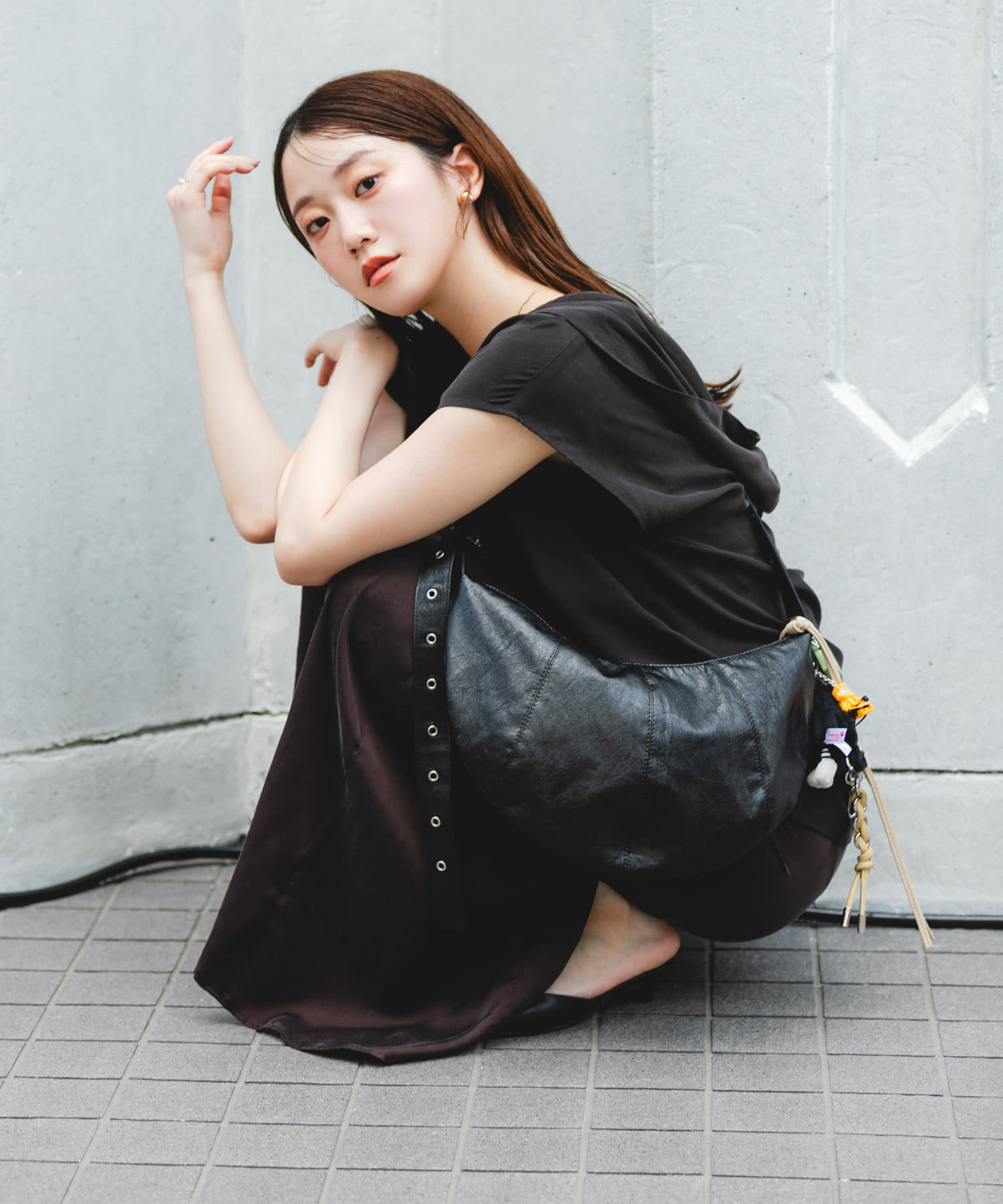 『WEB限定』クロワッサンショルダーバッグ BLACK one